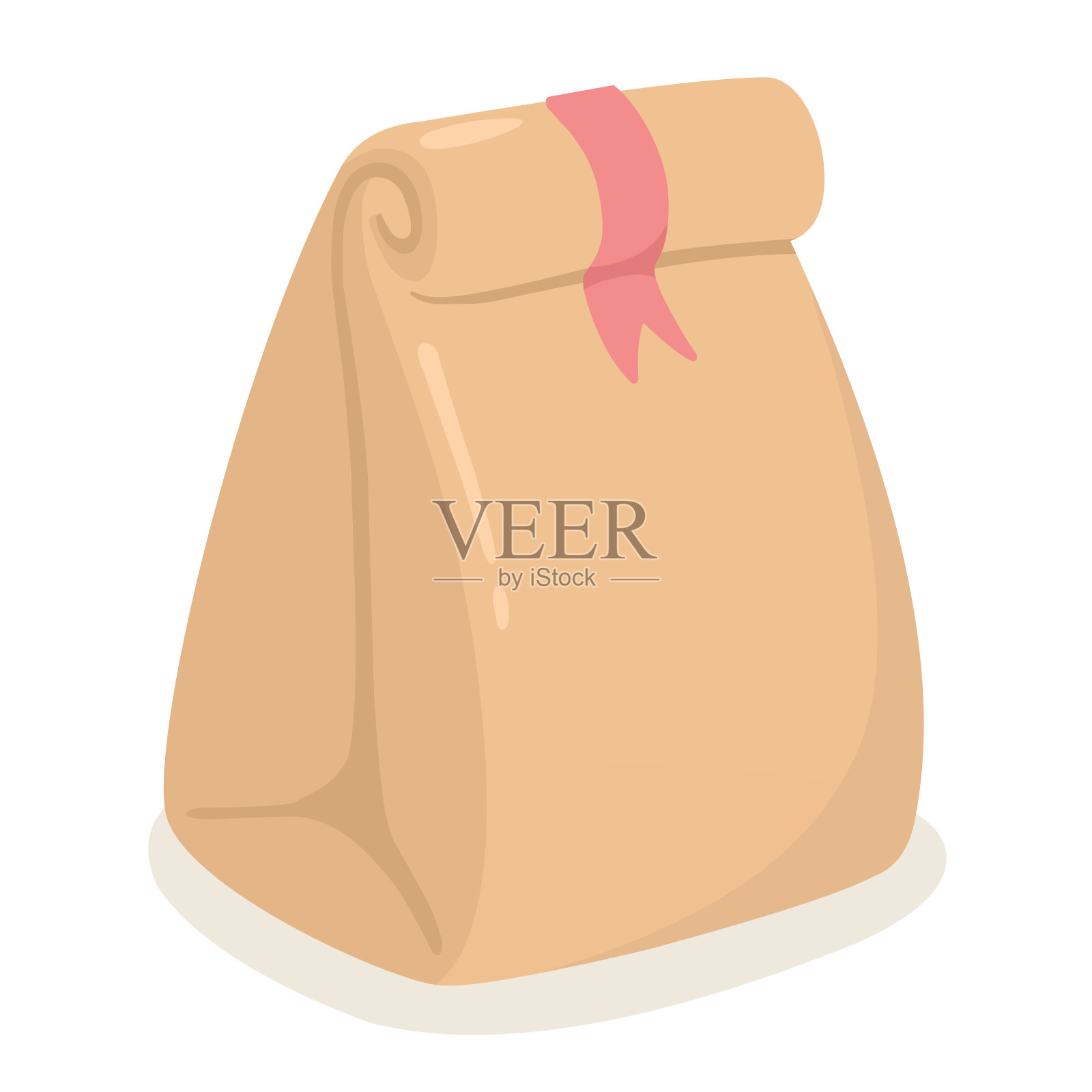 午餐袋,手工午餐袋在平面风格。插画图片素材