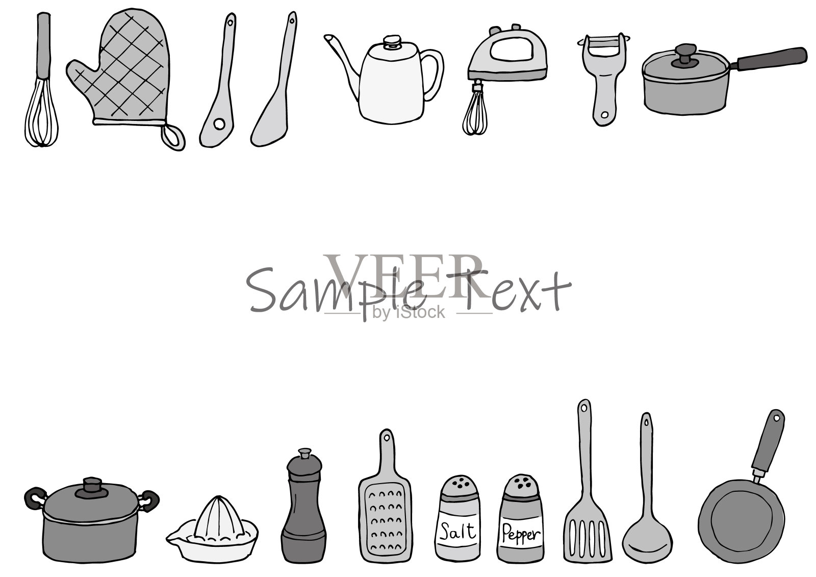 厨房工具架(灰色)插画图片素材