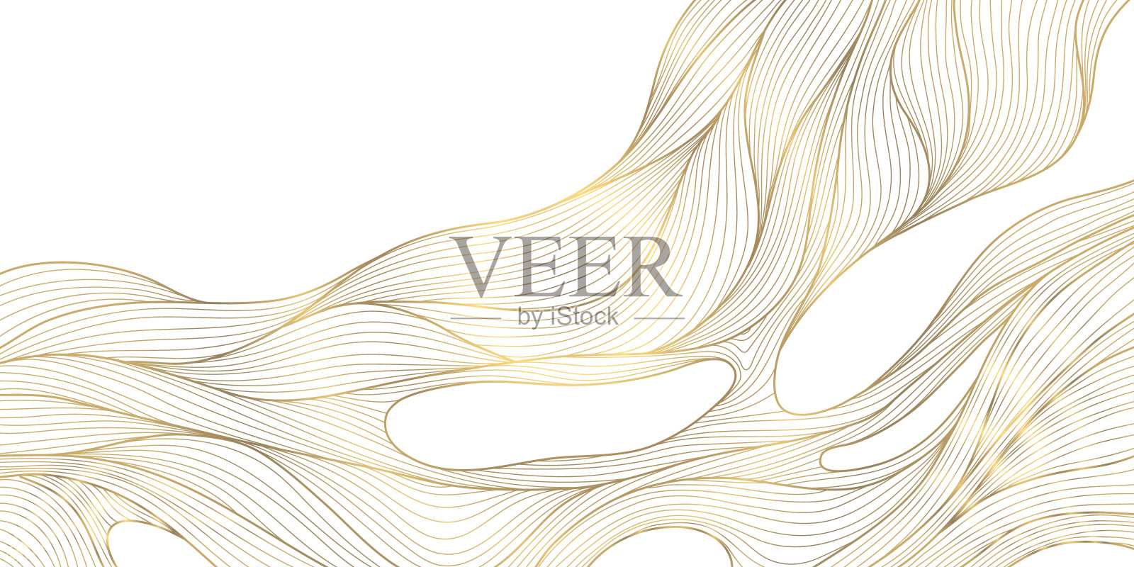 矢量金抽象线条图案,波浪质感,奢华现代艺术。优雅的形状横幅,优质的几何壁纸,闪闪发光的波浪元素。流动海报,背景插画图片素材