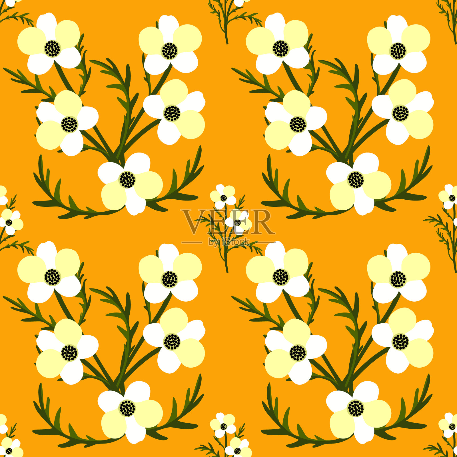 矢量-夏季花无缝图案。插画图片素材