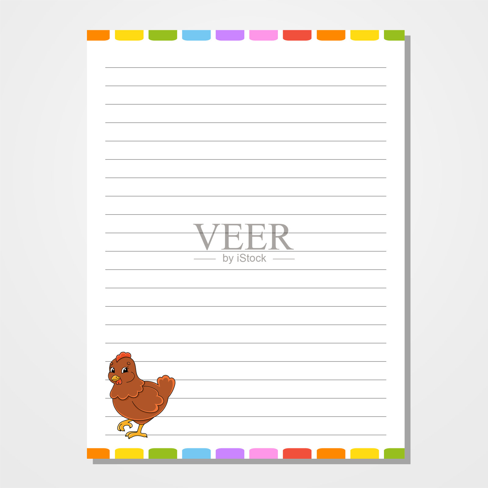 表格模板的笔记本,记事本,日记。纸。可爱的性格。复活节主题。孤立矢量插图。卡通风格。插画图片素材