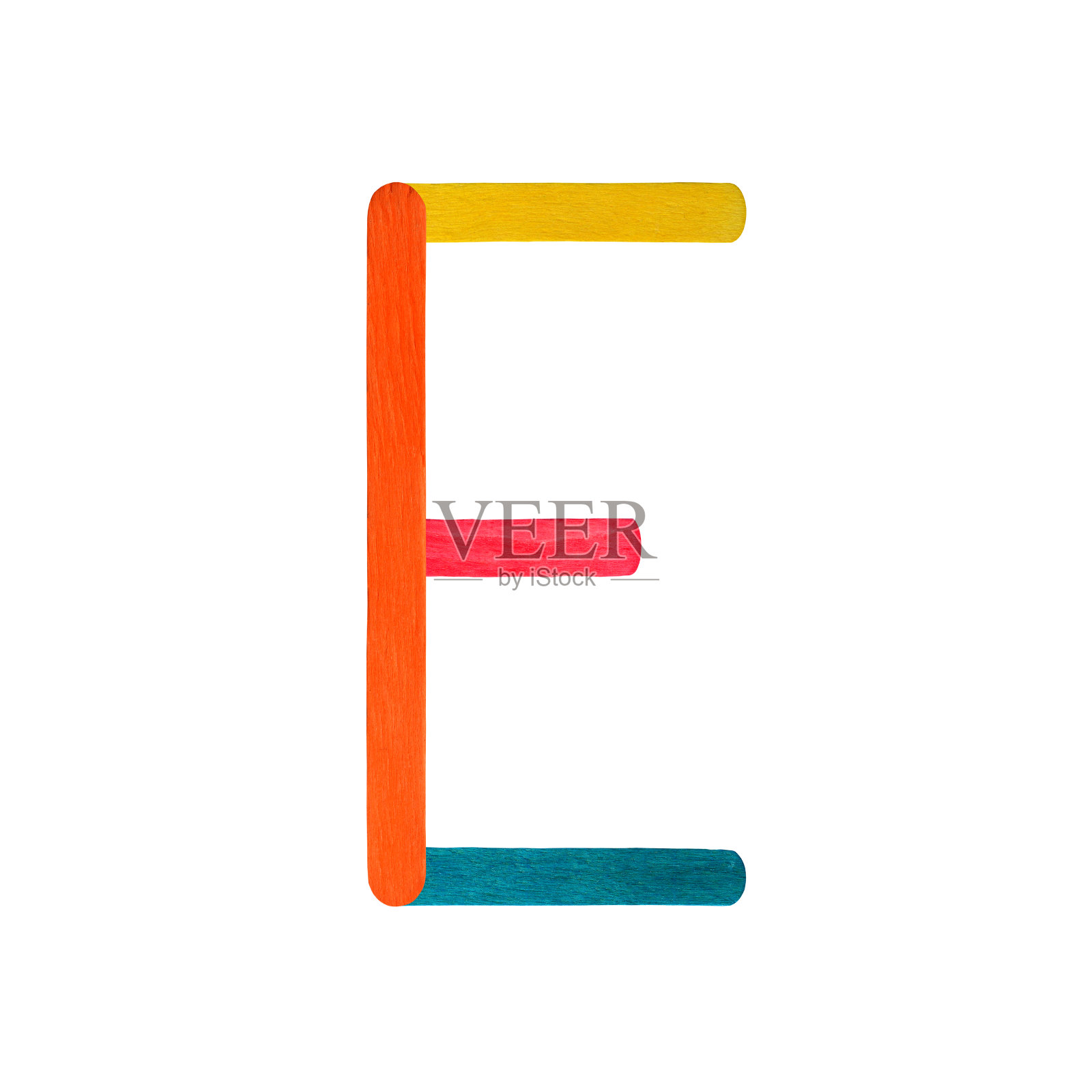 字母E的特写用棍棒对白色背景照片摄影图片