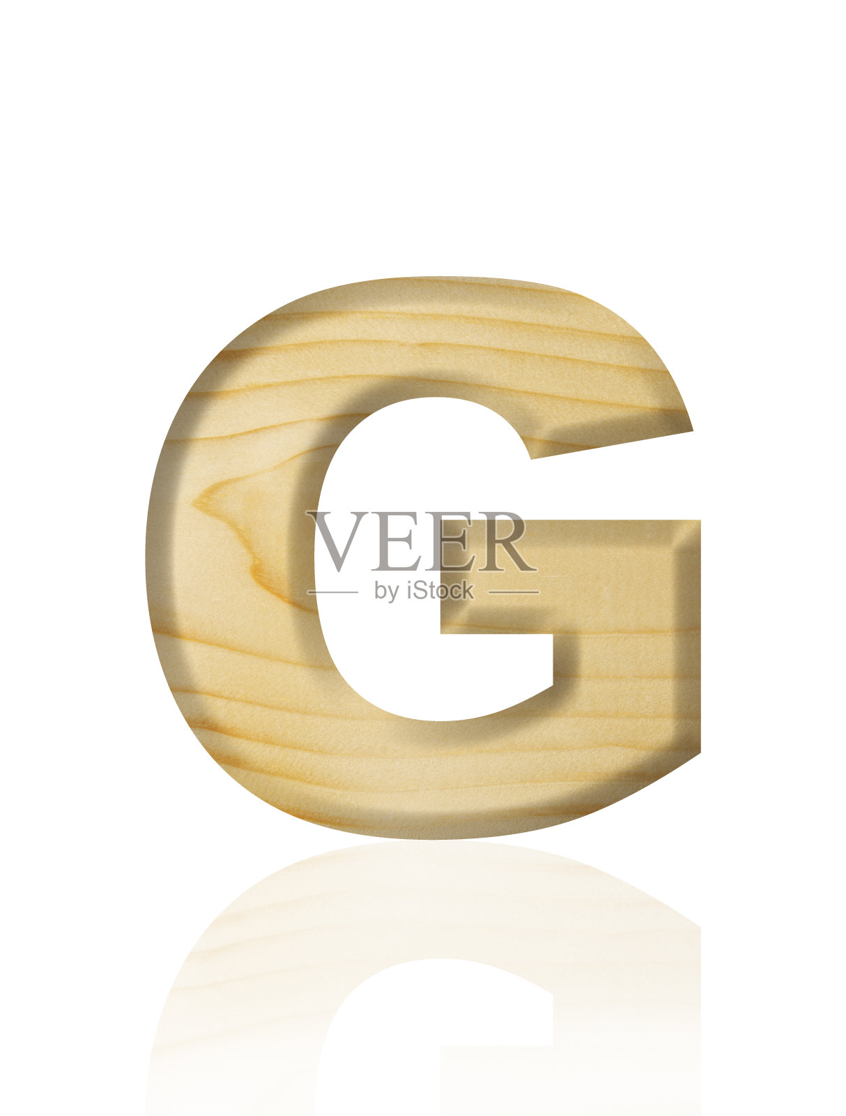 孤立的三维木制大写字母G在白色背景照片摄影图片