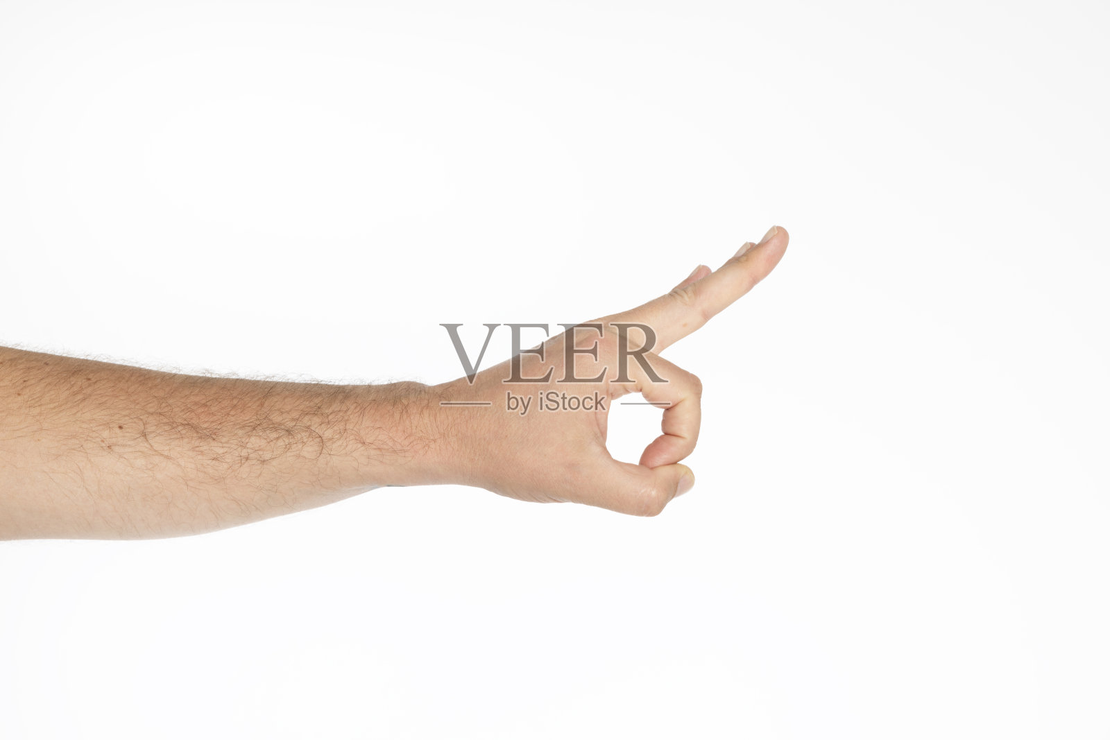 举起的手在白色背景下表示“OK”照片摄影图片