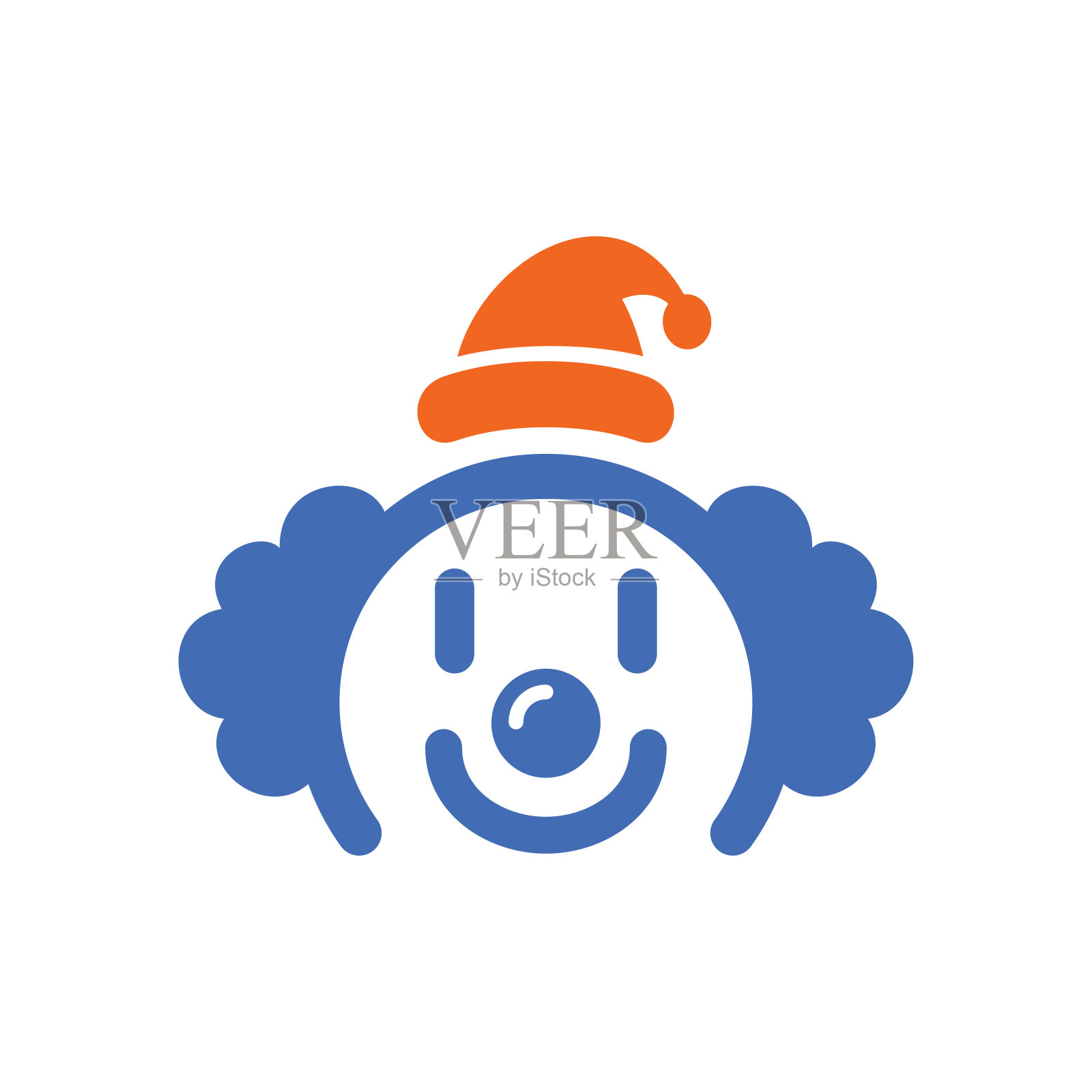 小丑脸酷现代标志卡通着色矢量复古经典插图插画图片素材