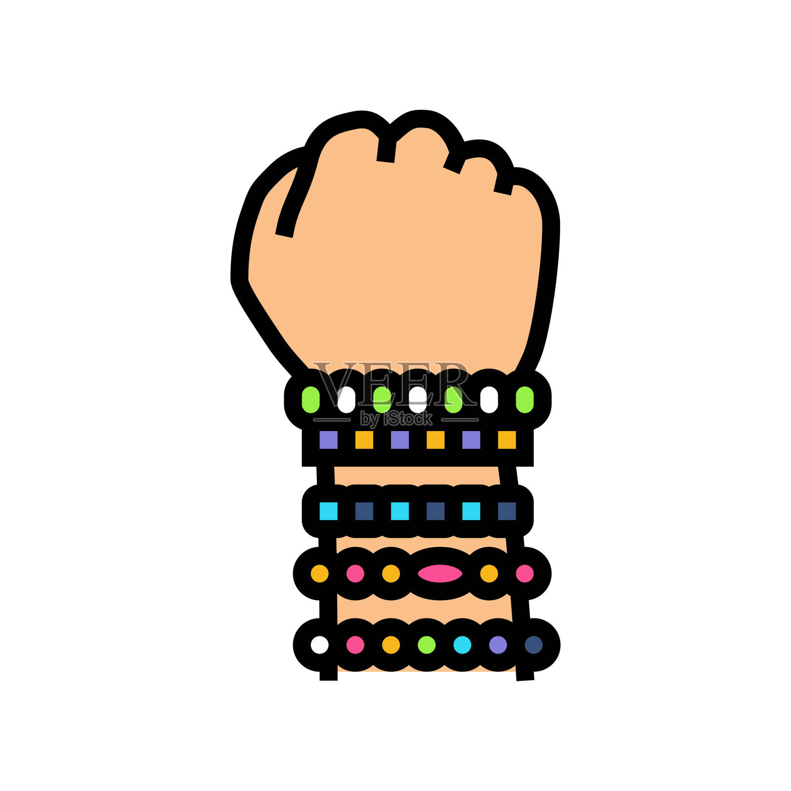 康迪狂欢复古色彩图标矢量插图插画图片素材