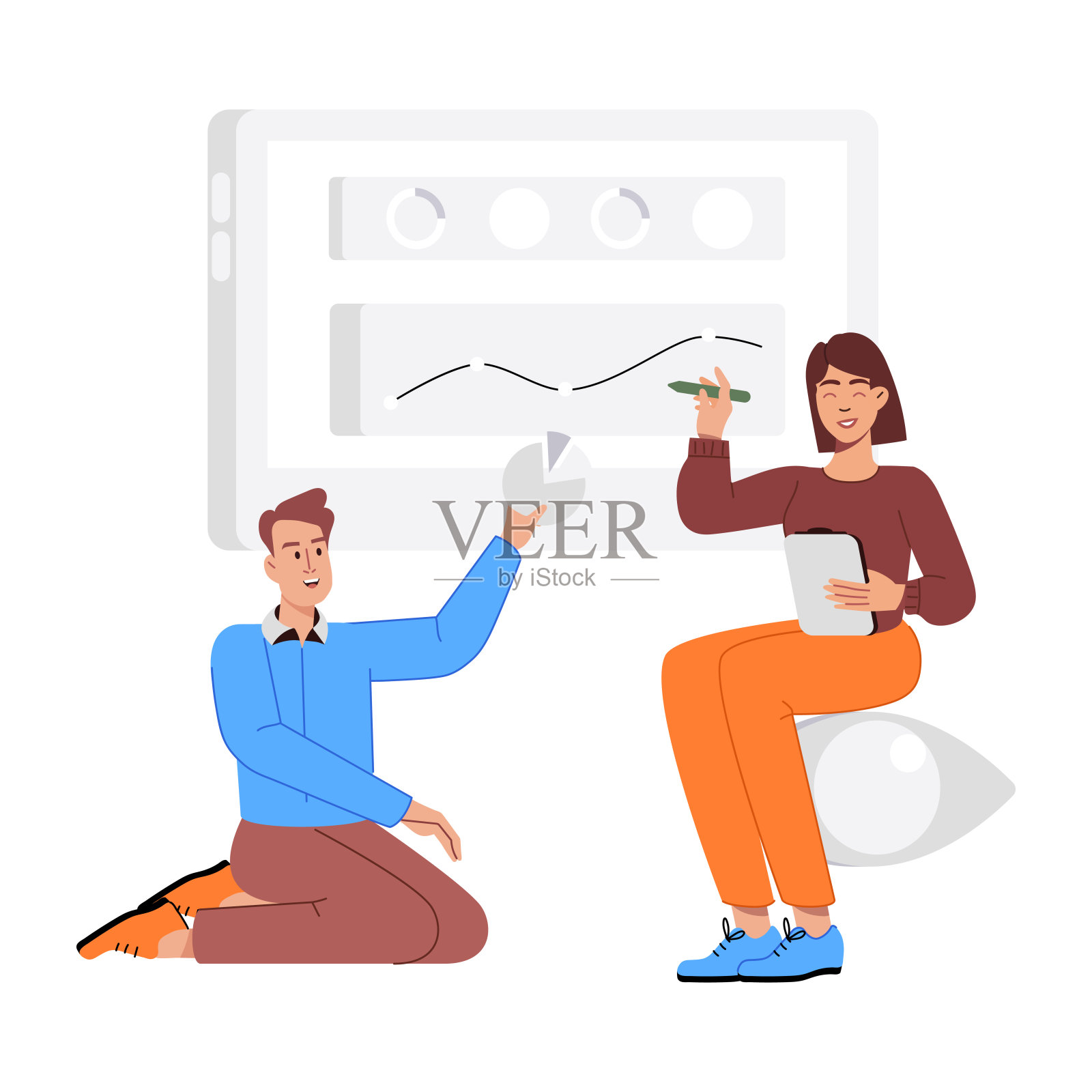 一个扁平风格的商业讨论插图插画图片素材