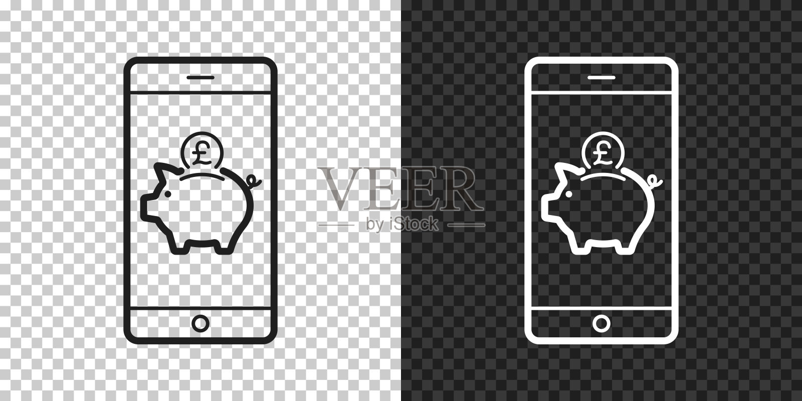 智能手机节省英镑。空白背景上的设计图标插画图片素材
