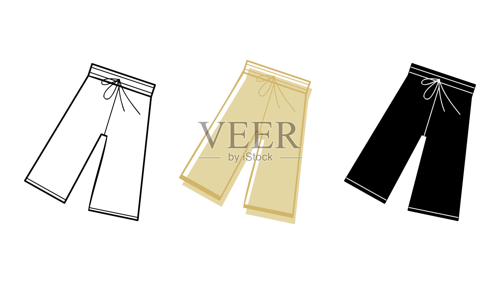 不同颜色的泳裤。剪贴艺术为您的项目。插画图片素材