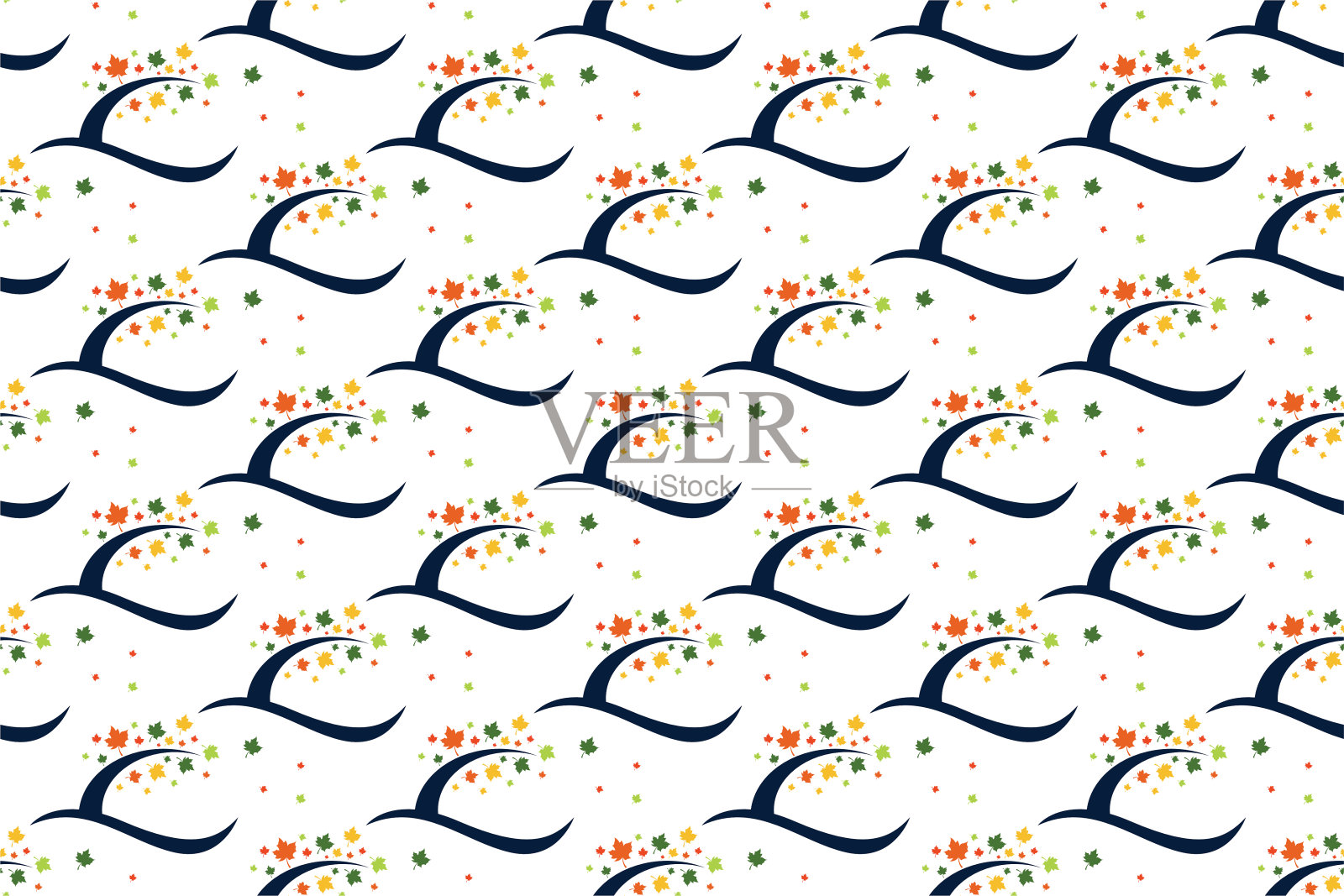 秋季无缝花纹背景插画图片素材