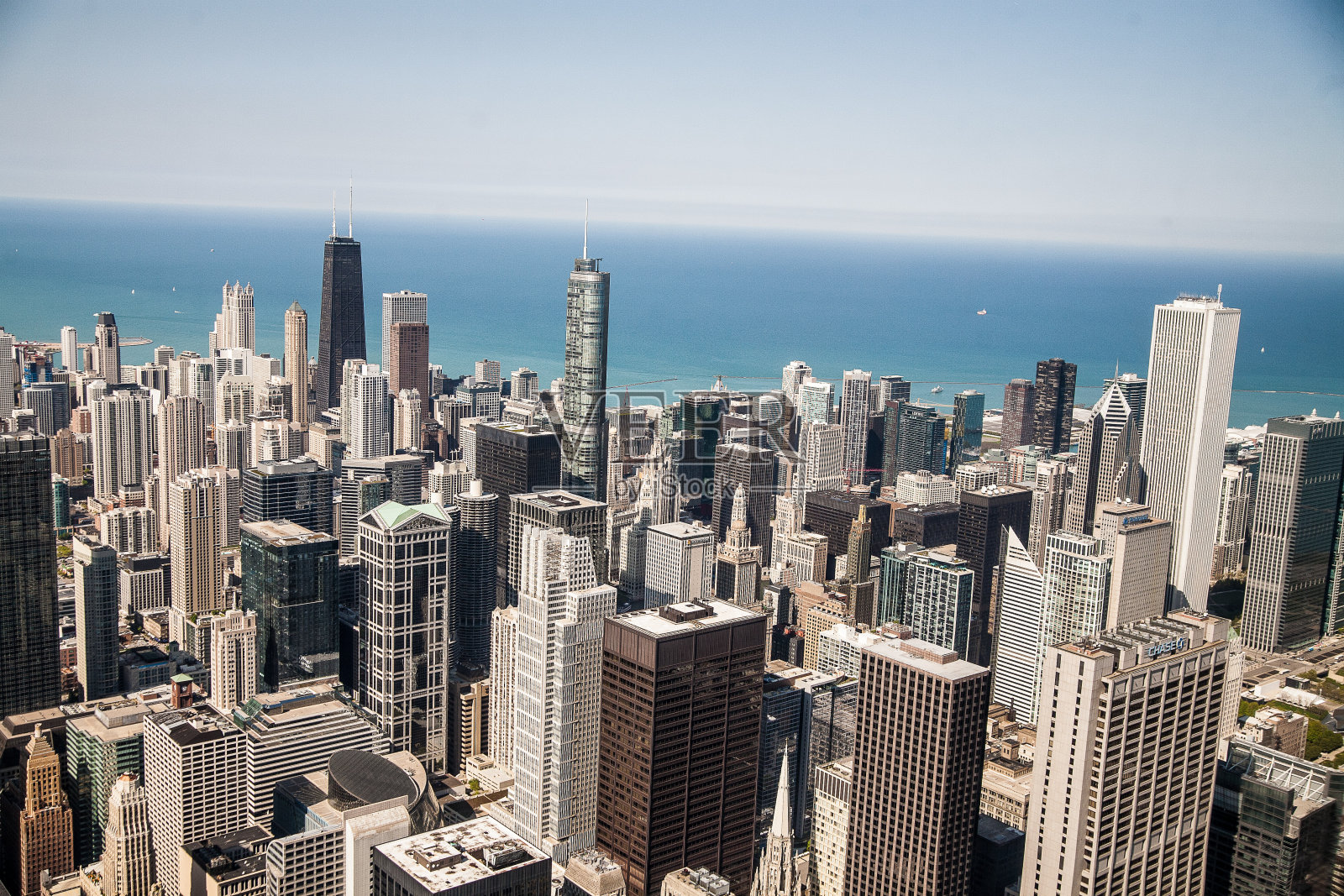 芝加哥市中心鸟瞰图照片摄影图片