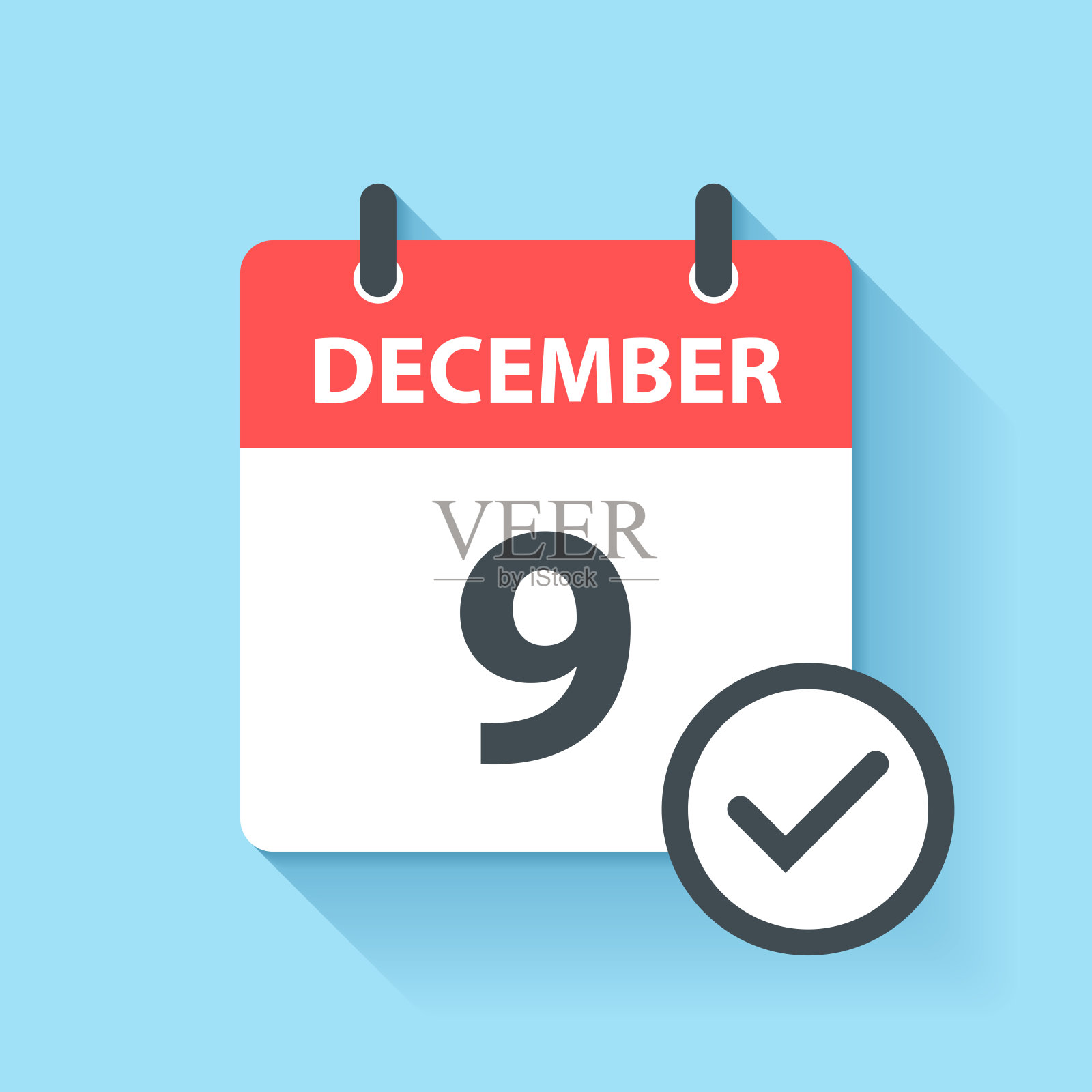 12月9日-每日日历图标在平面设计风格插画图片素材