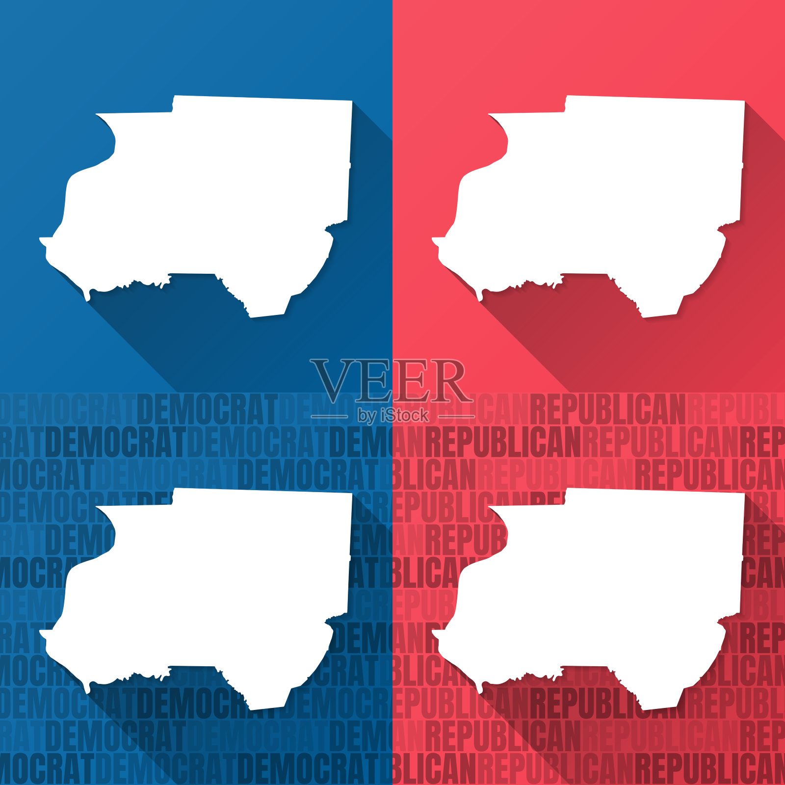 田纳西州代尔县。蓝色和红色背景的地图插画图片素材