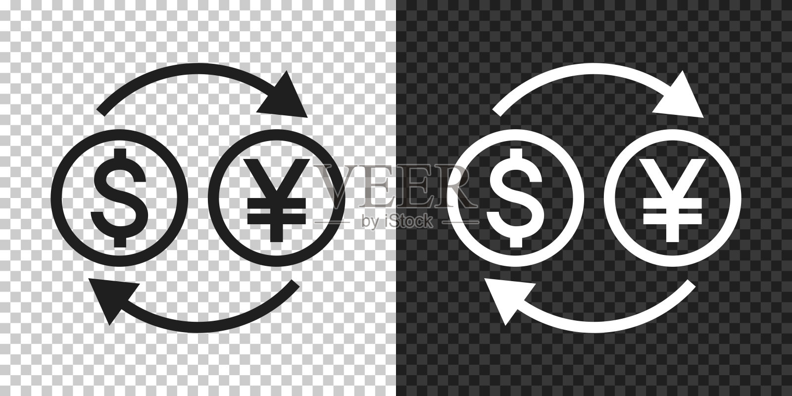 货币兑换-美元日元。空白背景上的设计图标插画图片素材