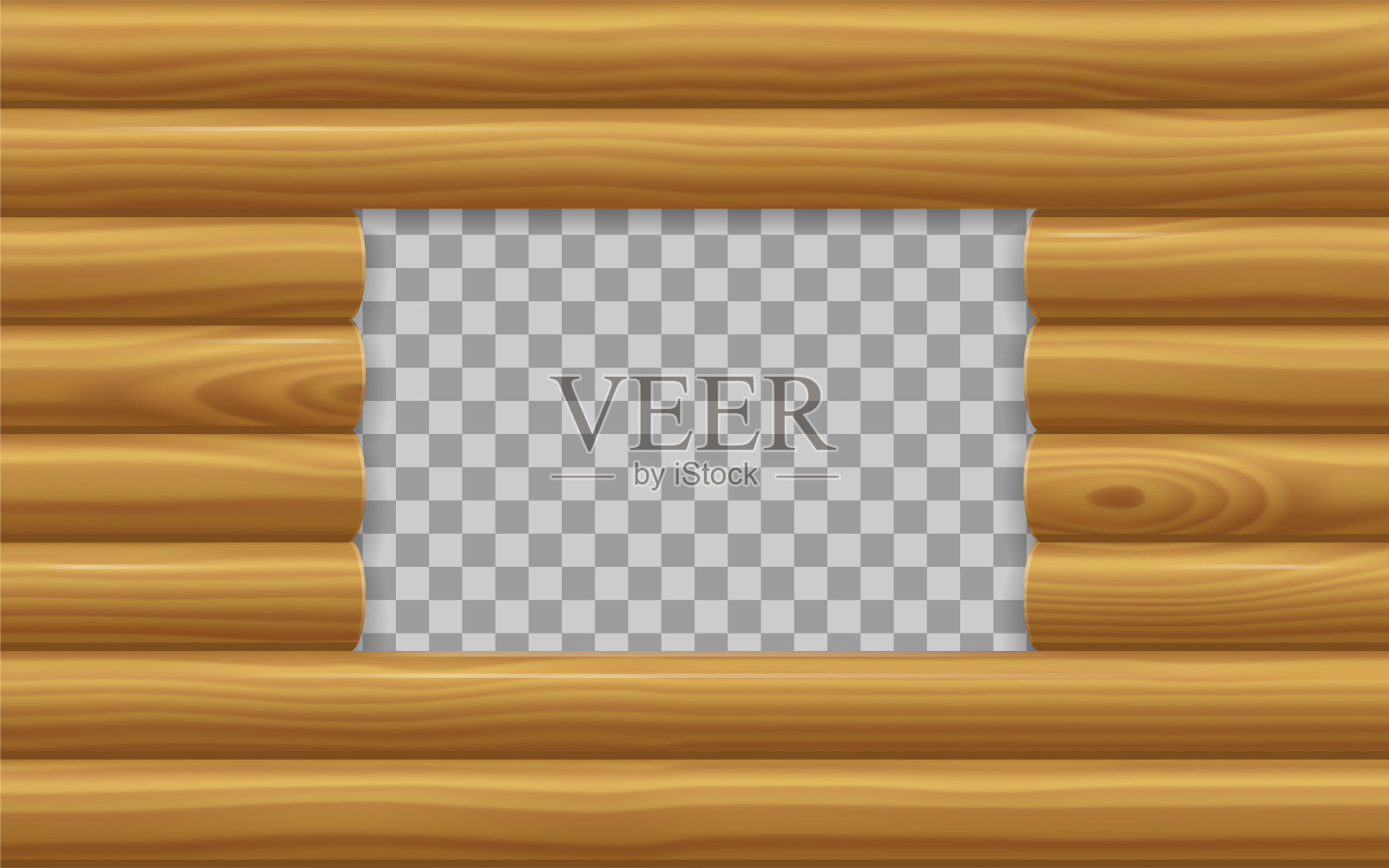 小木屋木墙窗框插画图片素材