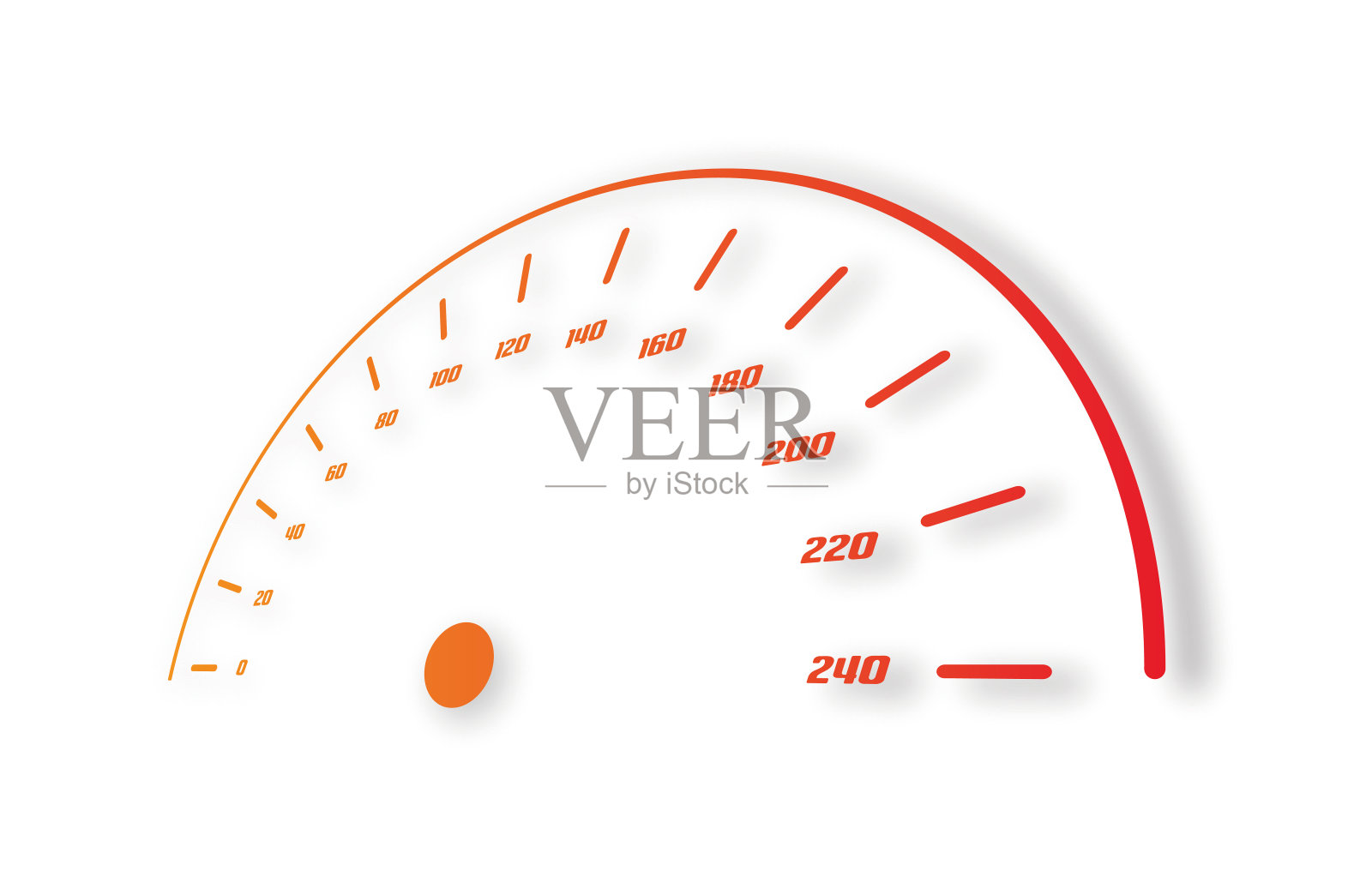0 - 240速度计。半圆透视速度计插画图片素材