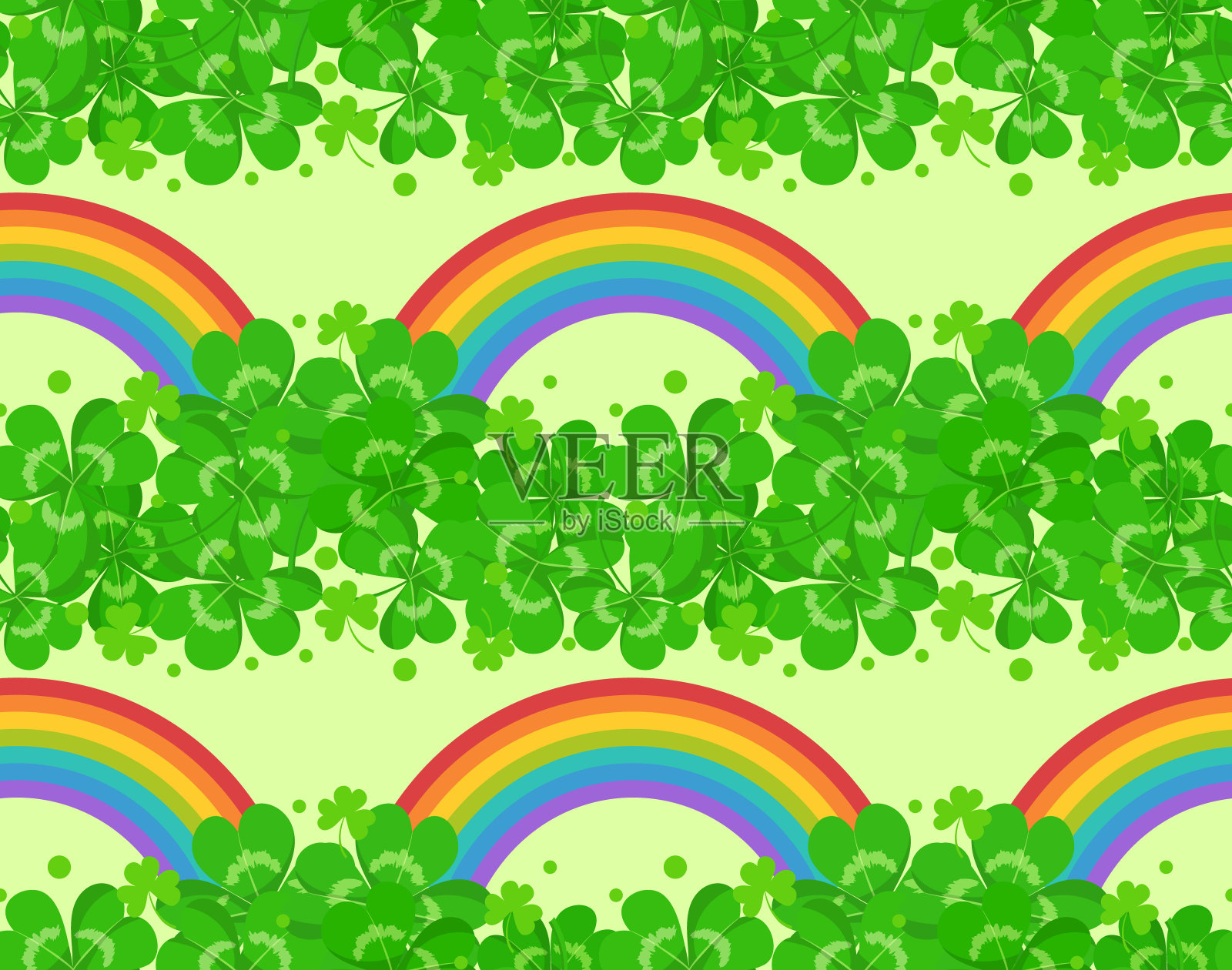 三叶草和彩虹的无缝图案插画图片素材