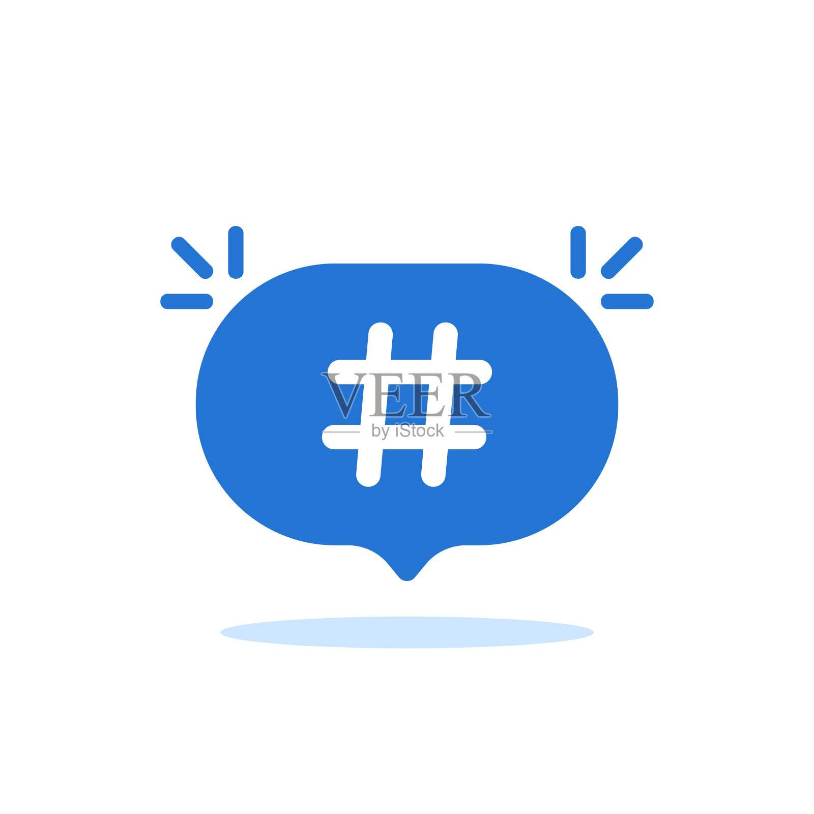 蓝色的演讲泡泡和相关图标一样的标签插画图片素材