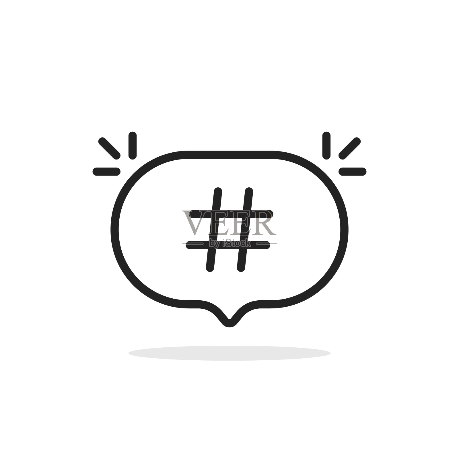 带有标签的黑色细线语音气泡插画图片素材