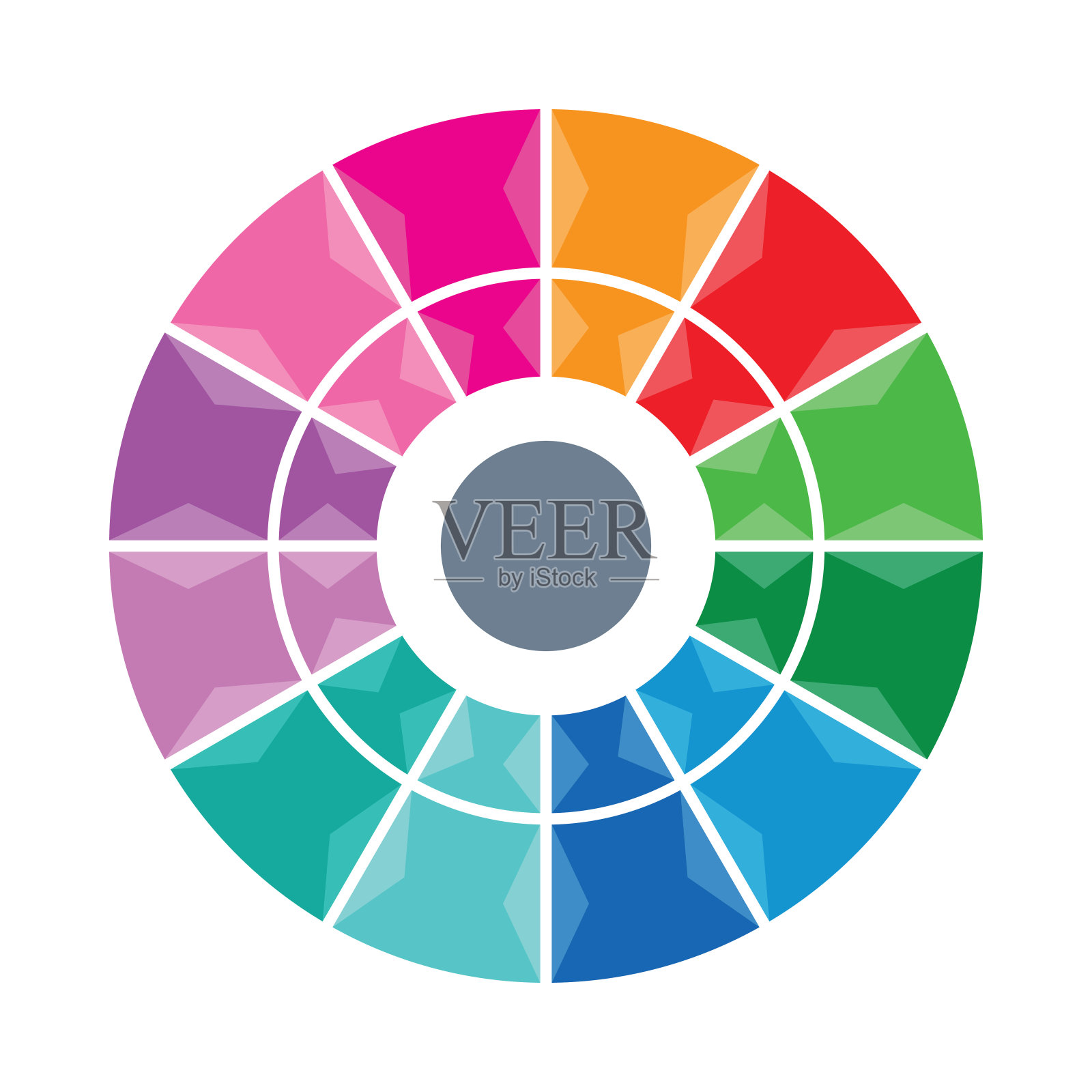 白色背景的12步轮盘。彩色1-12轮插画图片素材