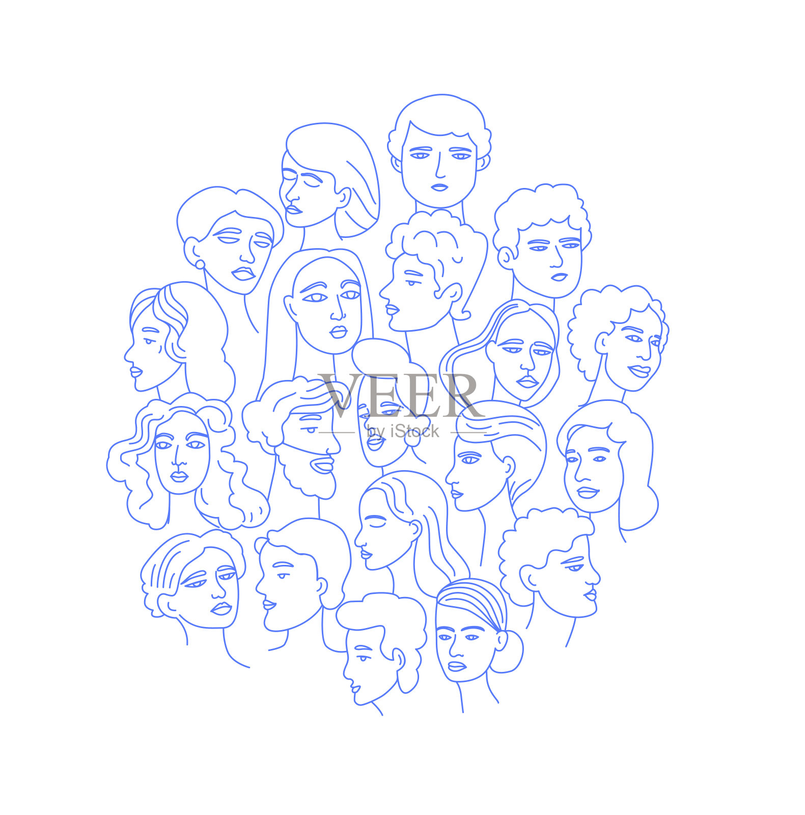 线条艺术插图的不同群体的人。插画图片素材