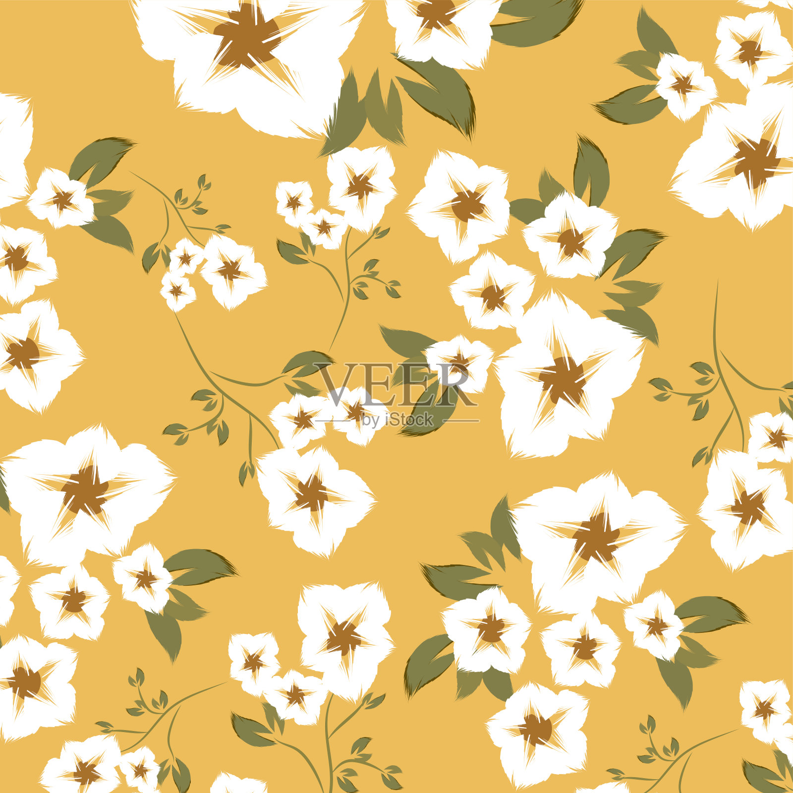 现代花卉图案均匀分布,创造了一个平衡和美观的设计插画图片素材