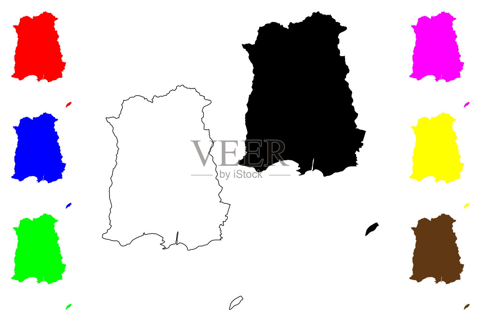 庞塞市(联邦的波多黎各,波多黎各,PR,美国的非合并领土)地图矢量插图,涂鸦素描庞塞地图插画图片素材