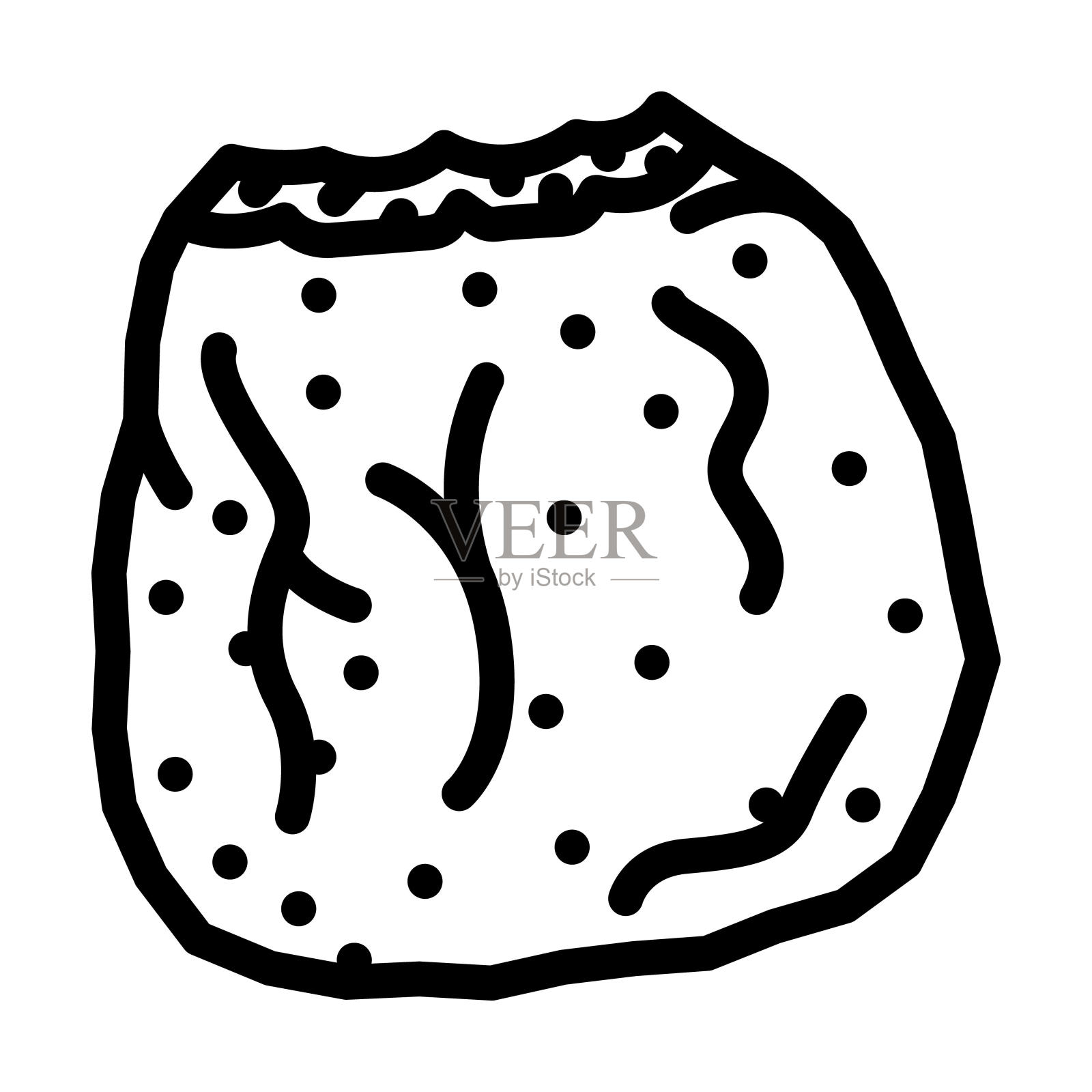 块鸡炸线图标矢量插图插画图片素材