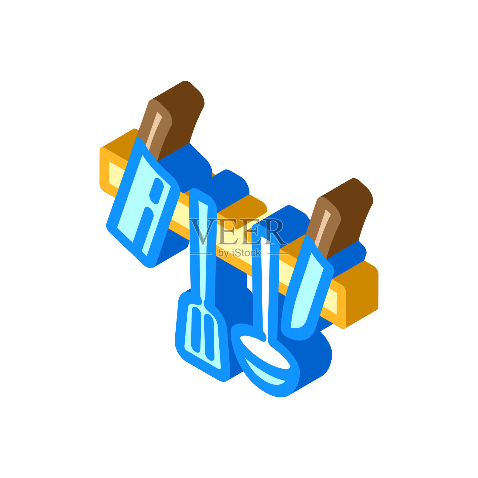 厨房工具餐厅厨师等距图标矢量插图插画图片素材