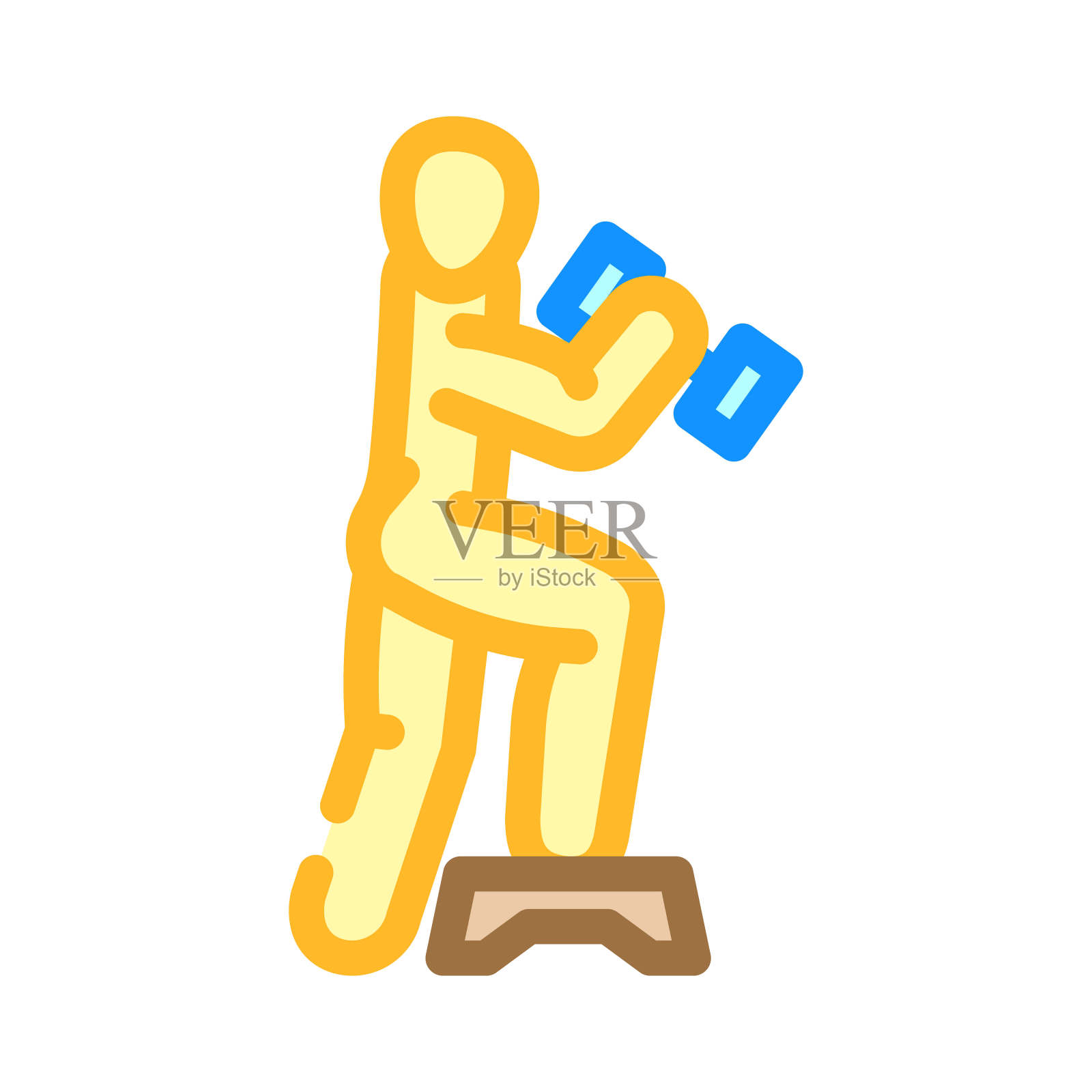 横向提升健身锻炼手臂颜色图标矢量插图插画图片素材