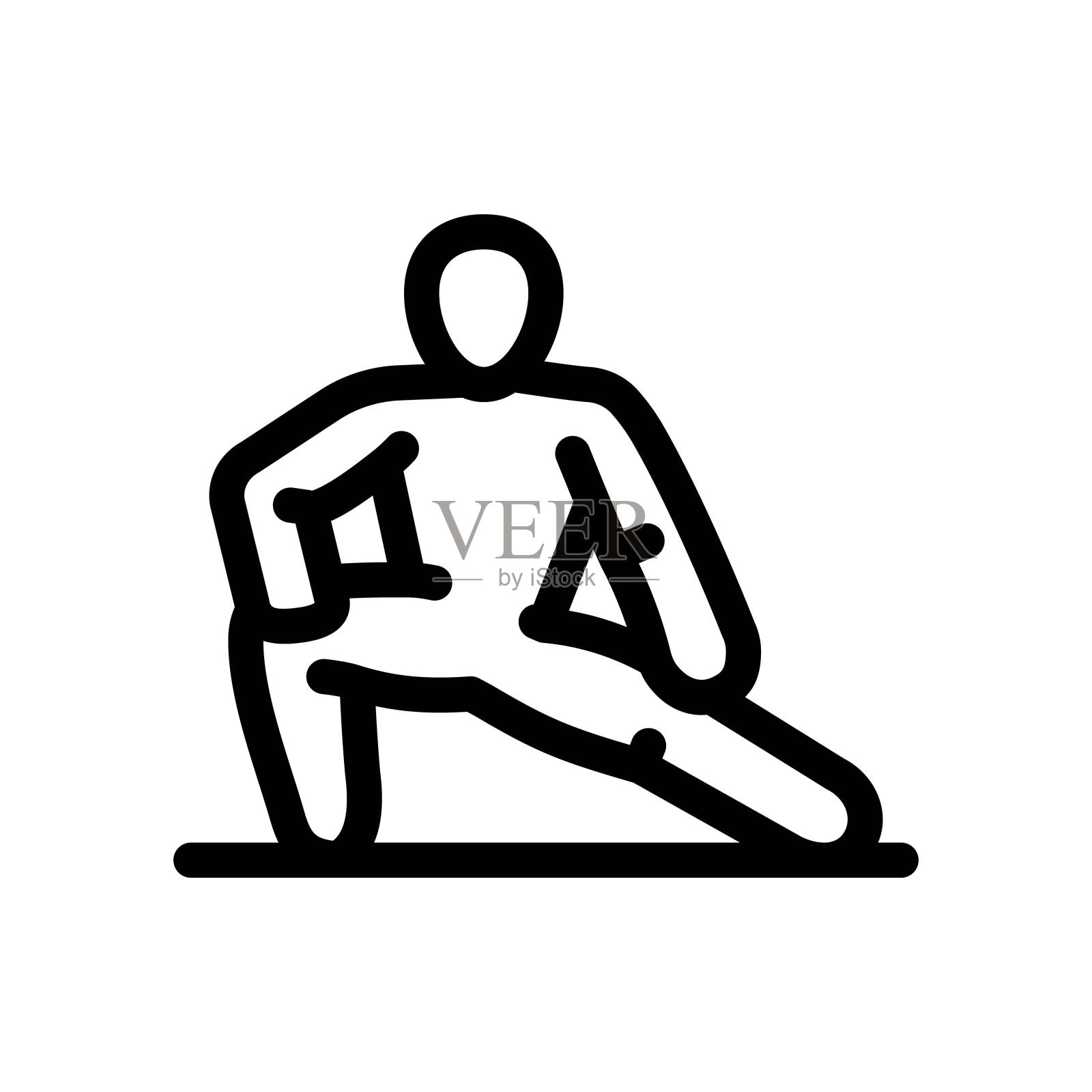 集中卷发健身运动臂线图标矢量插图插画图片素材