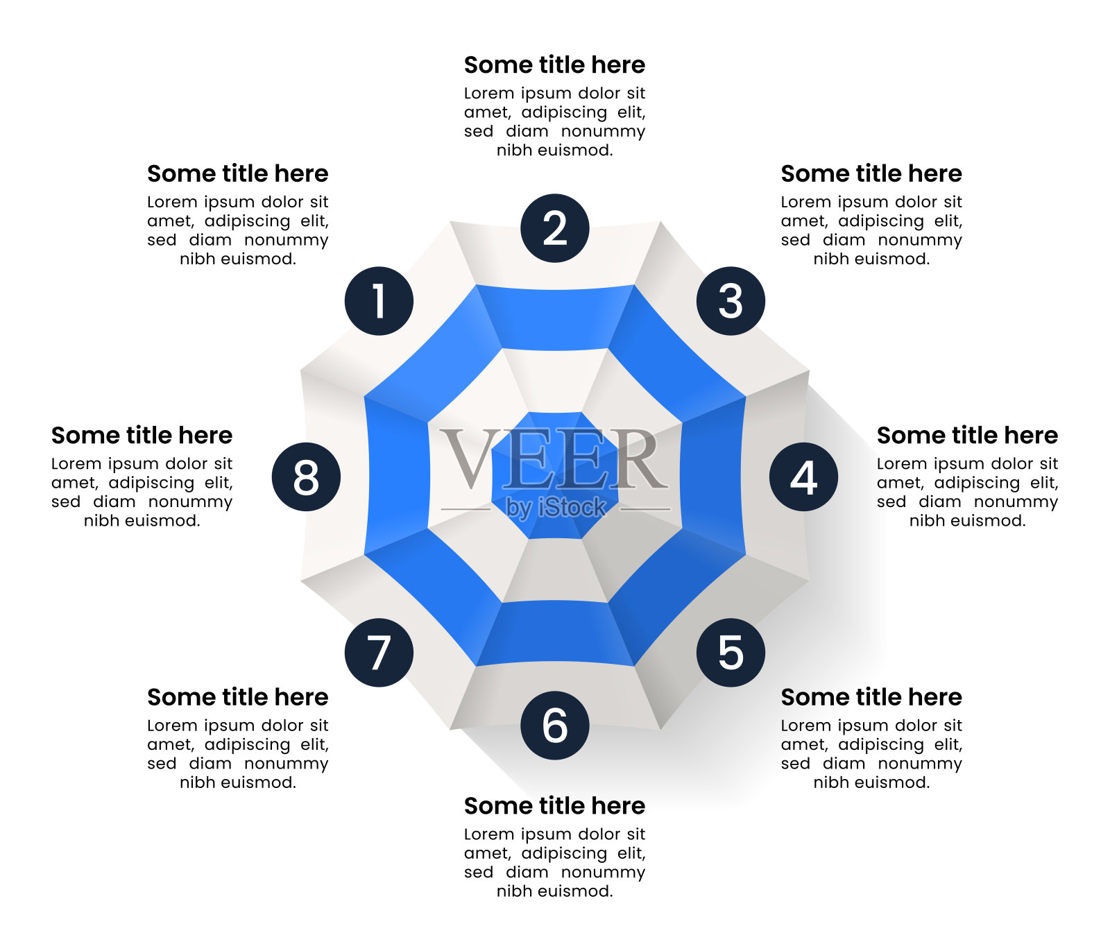 信息图表模板。雨伞有8个步骤和数字插画图片素材