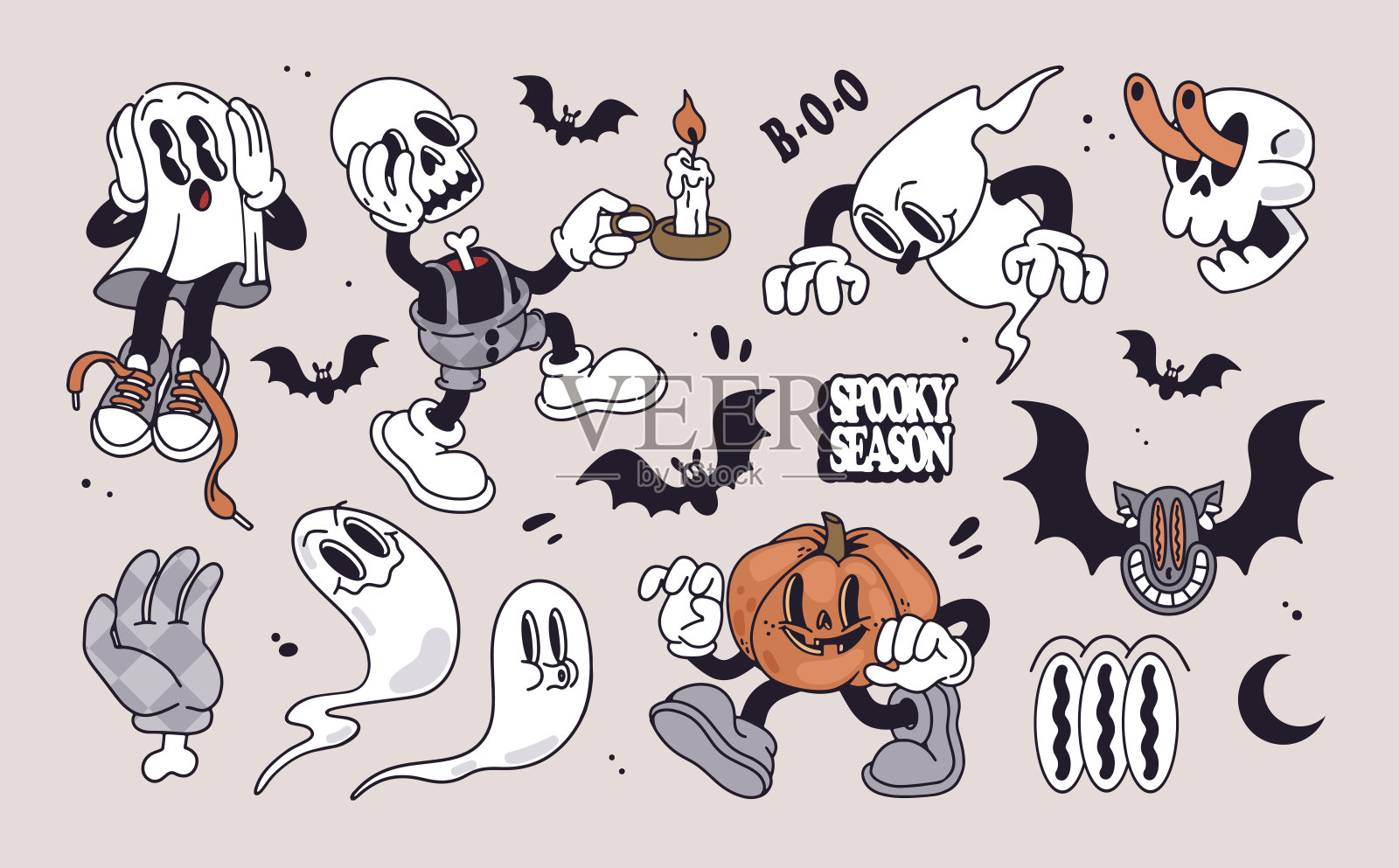 复古的30年代万圣节套装。n的风格。插画图片素材