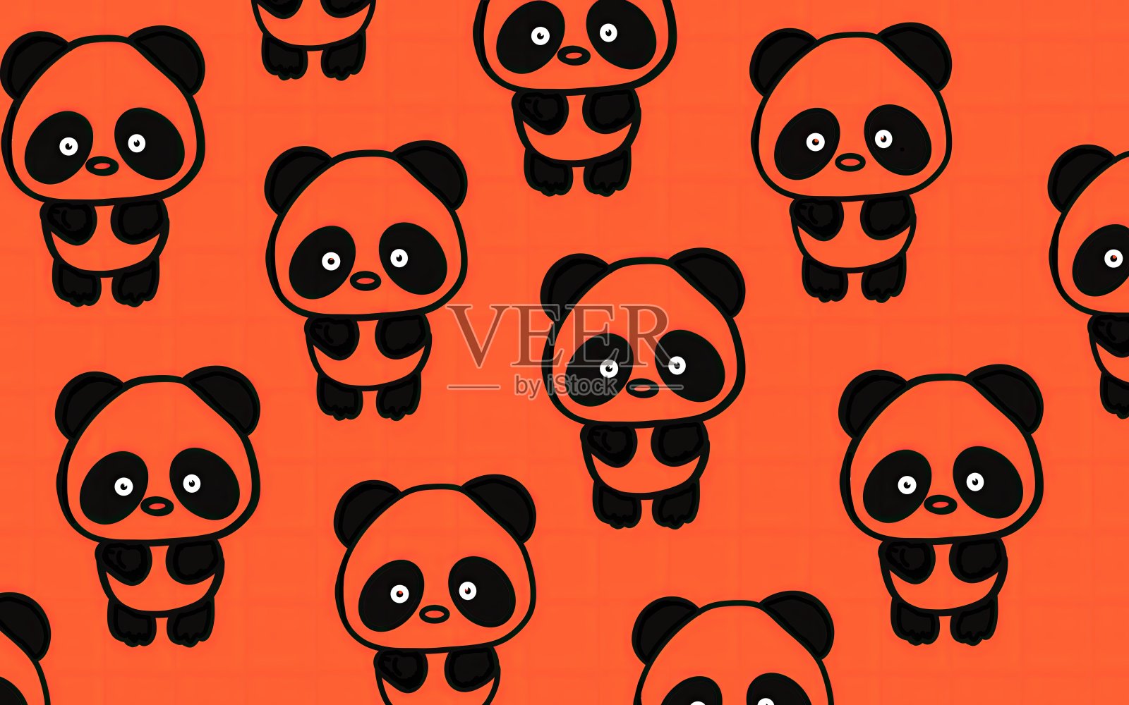 可爱的熊猫矢量图案背景。卡通熊猫壁纸。熊猫艺术矢量。插画图片素材