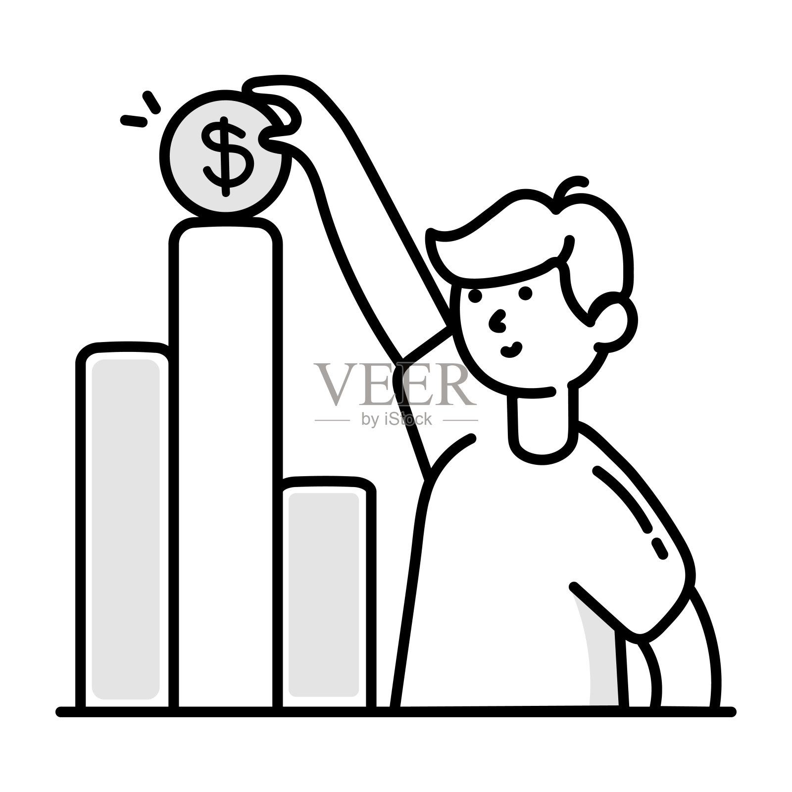 一个涂鸦风格的金融增长图标插画图片素材