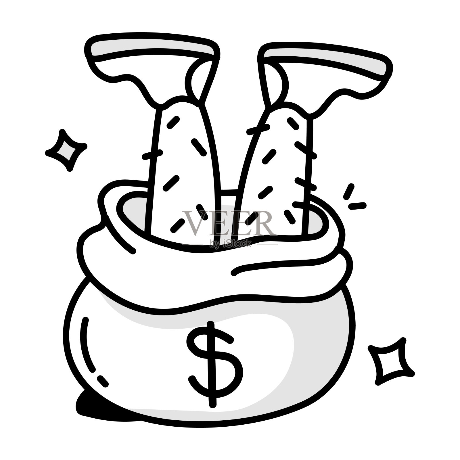 在涂鸦风格的钱袋图标插画图片素材