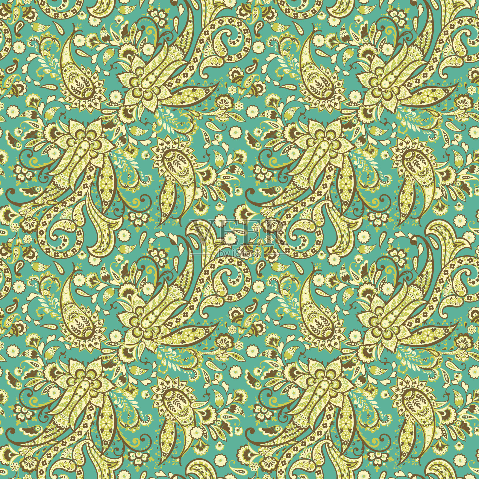 佩斯利花东方民族图案。无缝矢量装饰。印度织物图案的装饰图案。插画图片素材