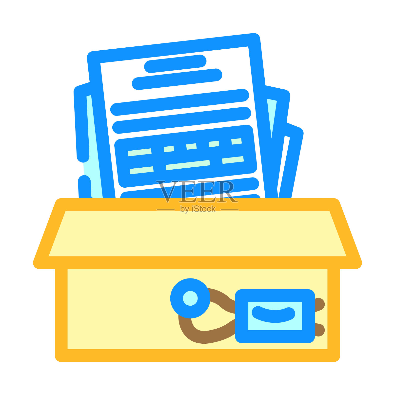 文件证据犯罪彩色图标矢量插图插画图片素材