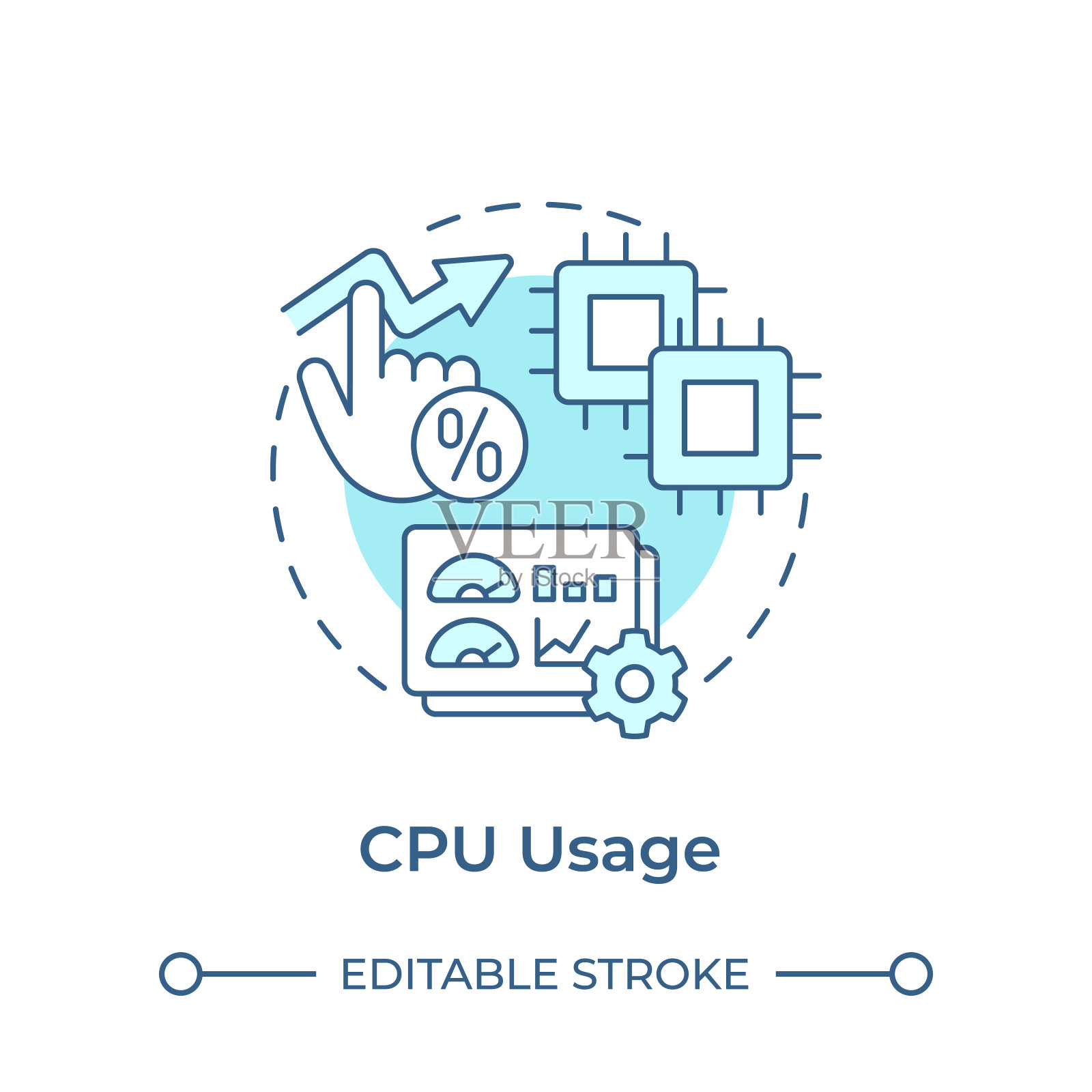 CPU使用率软蓝色概念图标插画图片素材