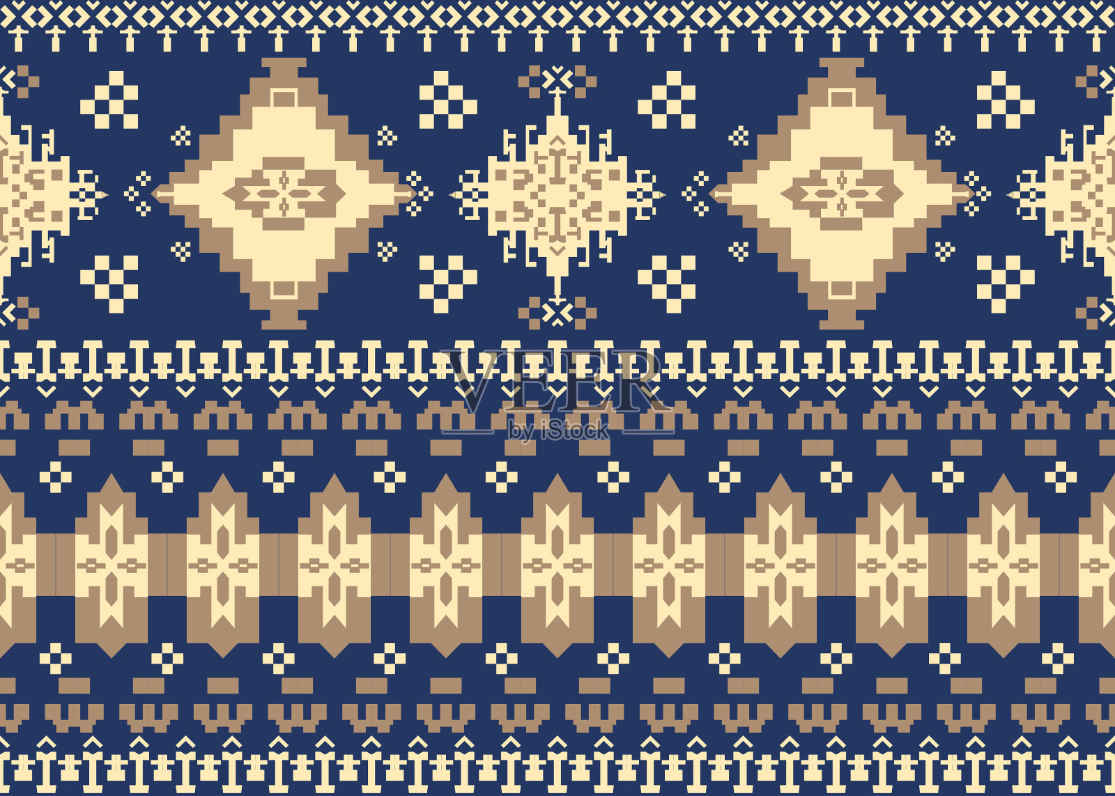 图案十字绣几何织物的民族复古色彩,用于纹理服装围巾装饰地毯插画图片素材