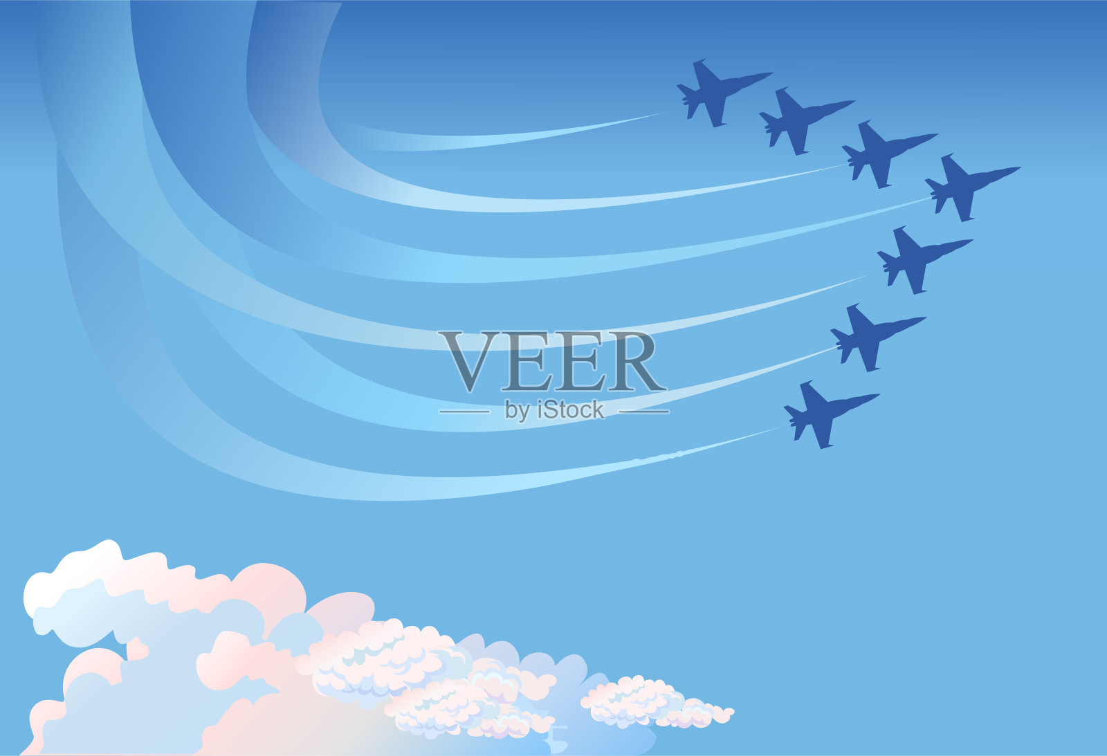 鹰式战斗机在演习中起飞插画图片素材