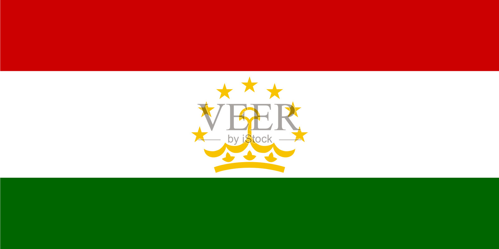 塔吉克斯坦国旗官方隔离的png或透明背景矢量插图。插画图片素材