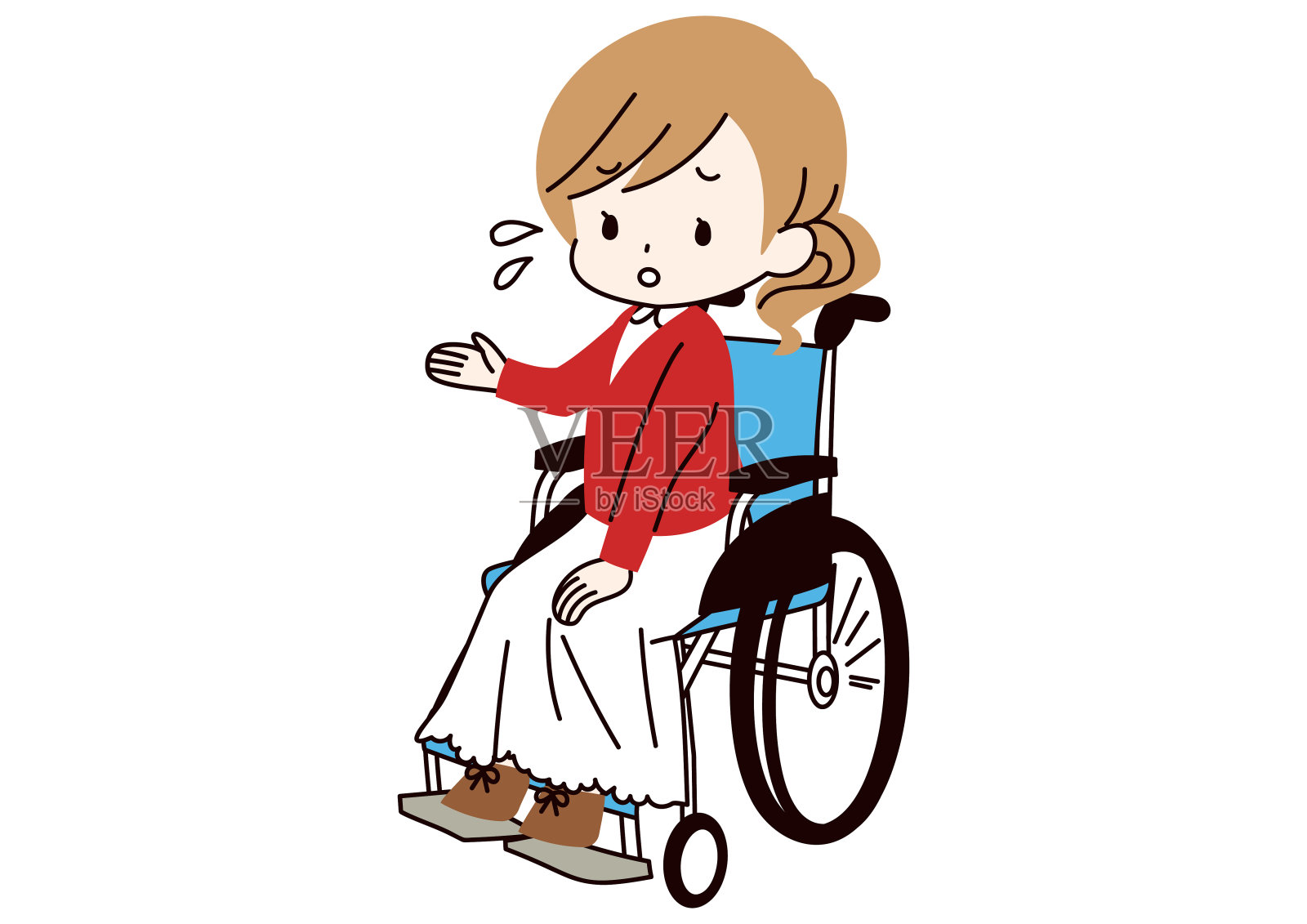 坐轮椅的女人有问题插画图片素材