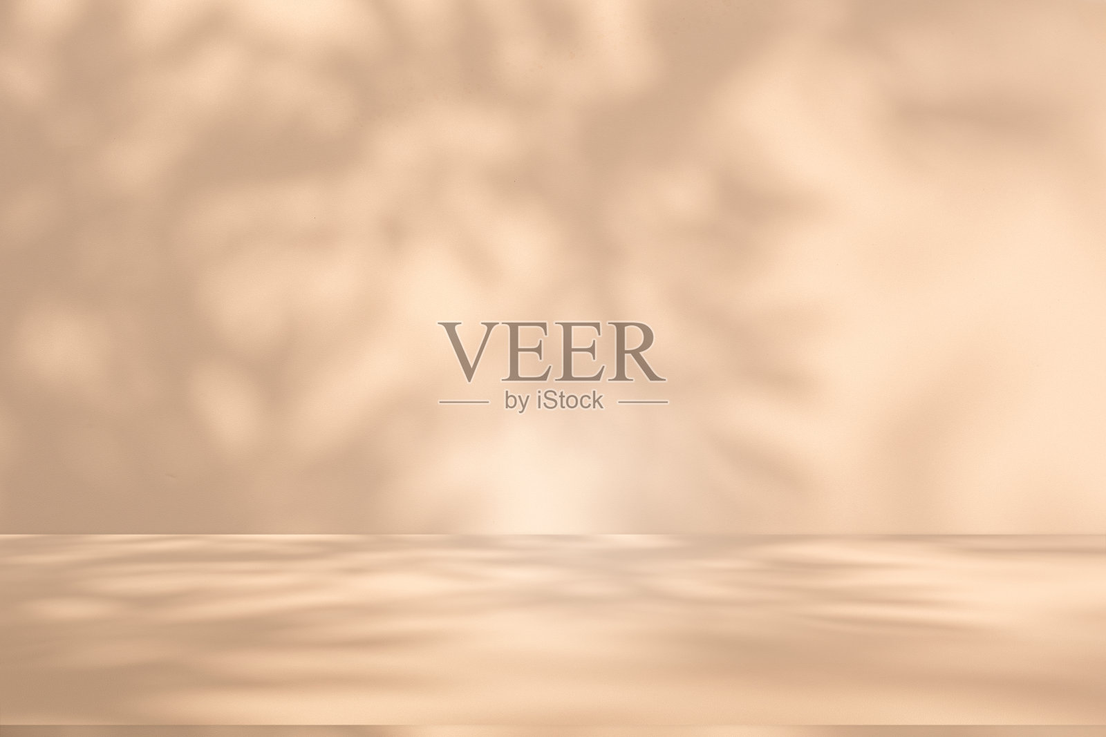 工作室风格的背景墙装饰呈现采用白色和米色色调。阴影从附近的窗户投射出来,创造了一个装饰性的概念照片摄影图片