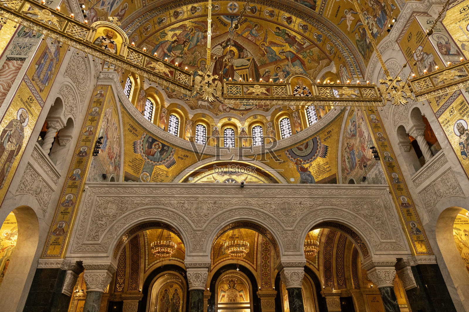 贝尔格莱德圣萨瓦教堂内部照片摄影图片