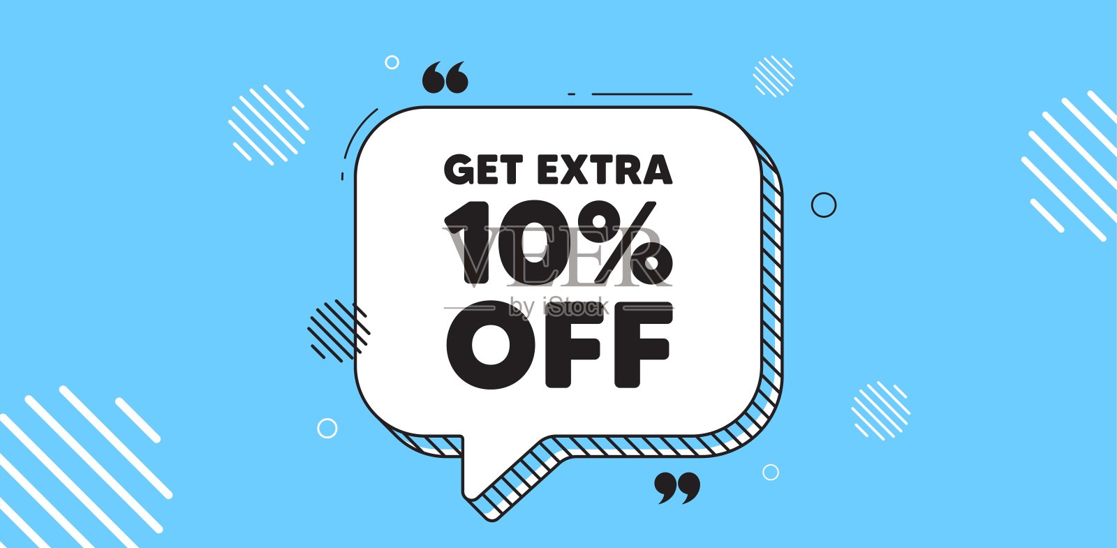 享受额外九折优惠。折扣报价标志。聊天语音气泡横幅。向量插画图片素材