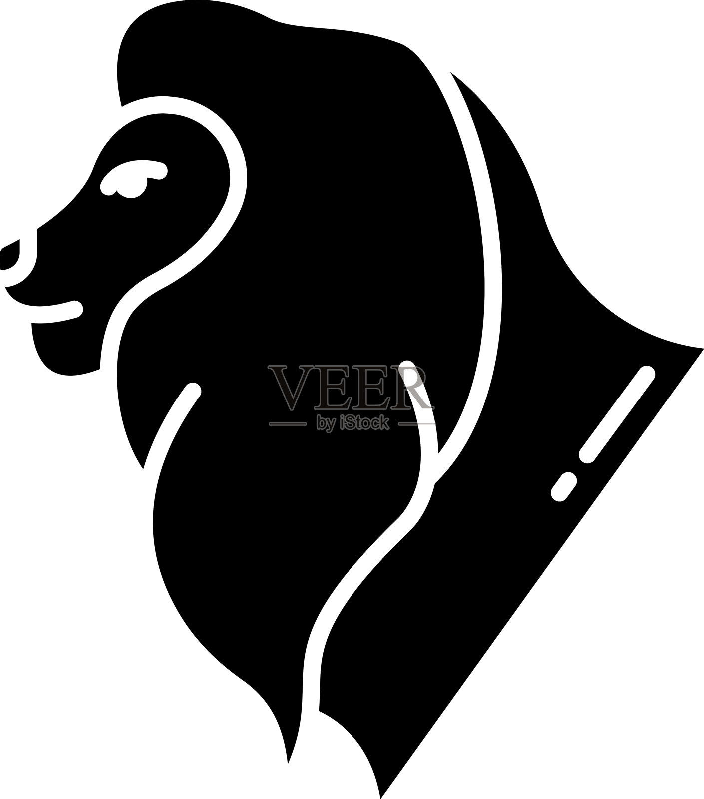 狮子固体字形矢量插图插画图片素材