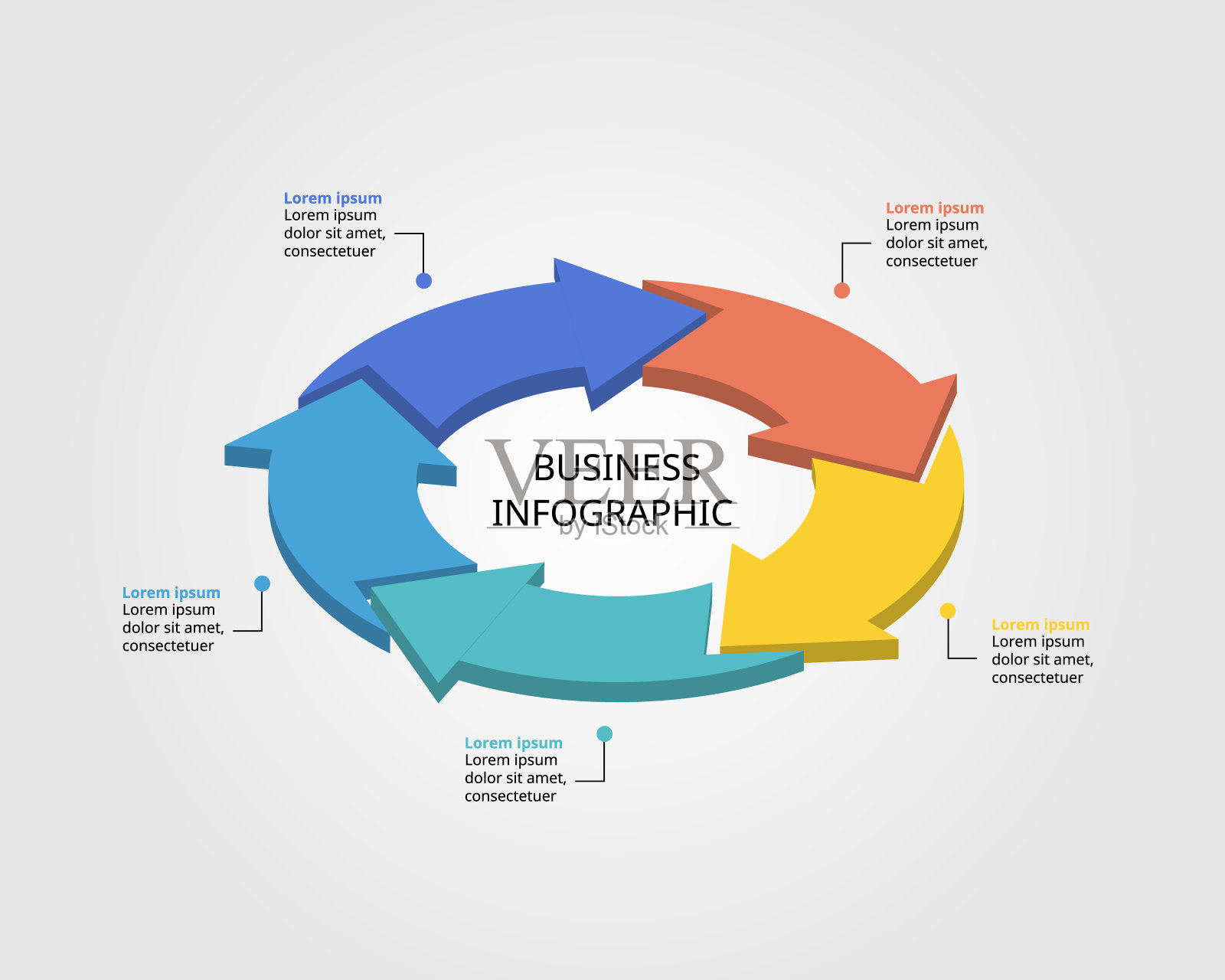 5箭头模板的信息图表示5个元素插画图片素材