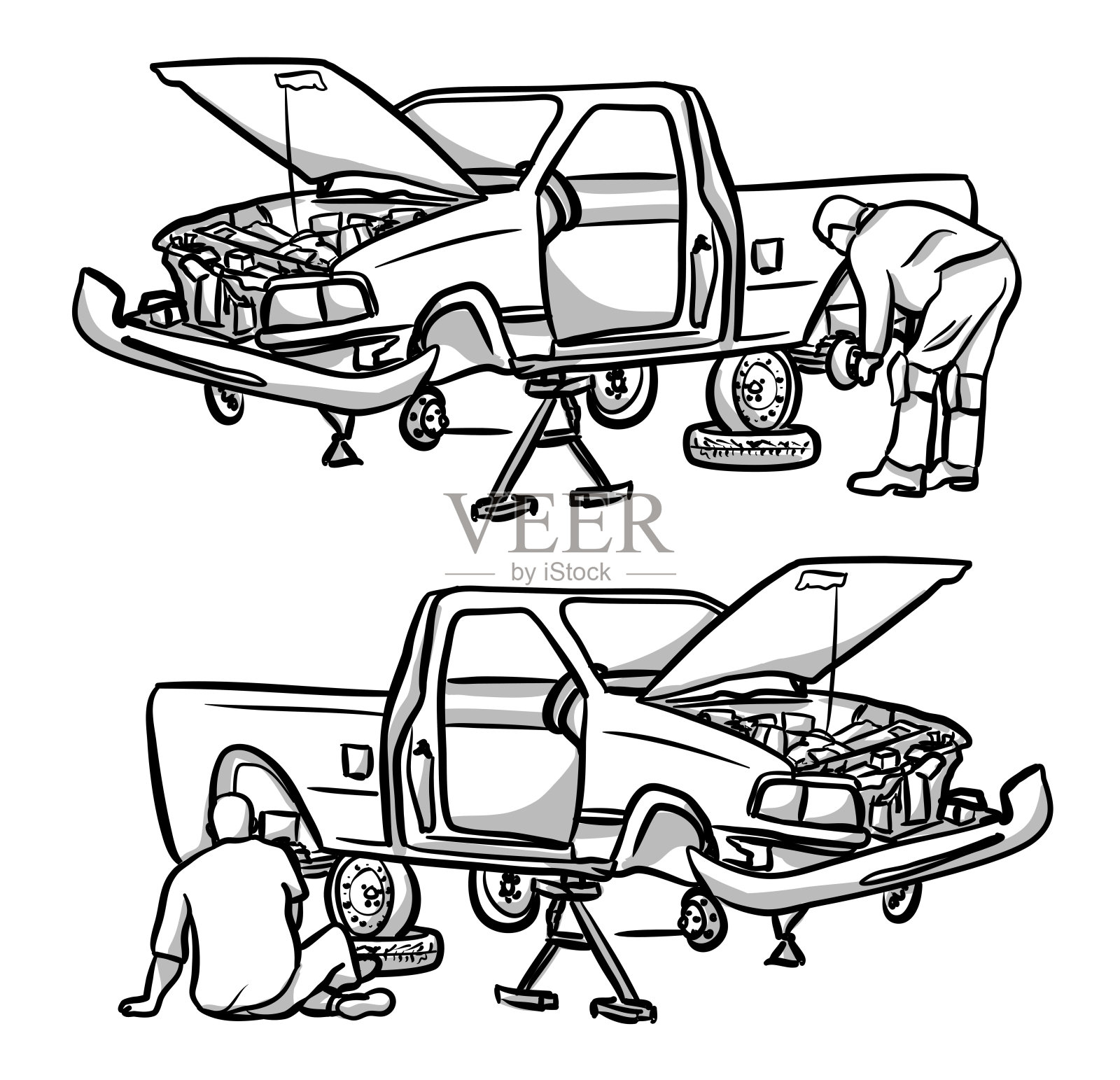 自动阀回收零件套件插画图片素材