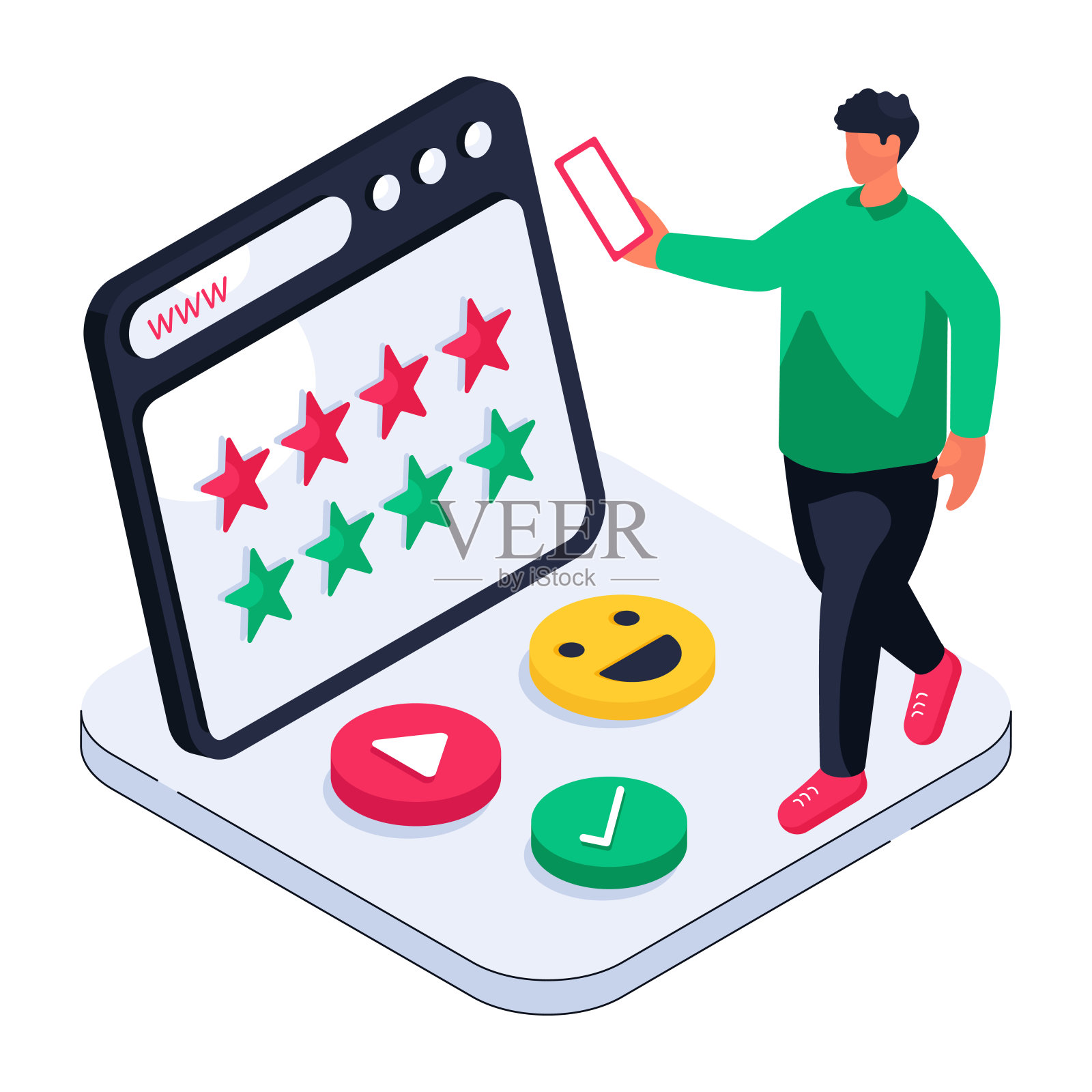 在线排名的等距设计图解插画图片素材